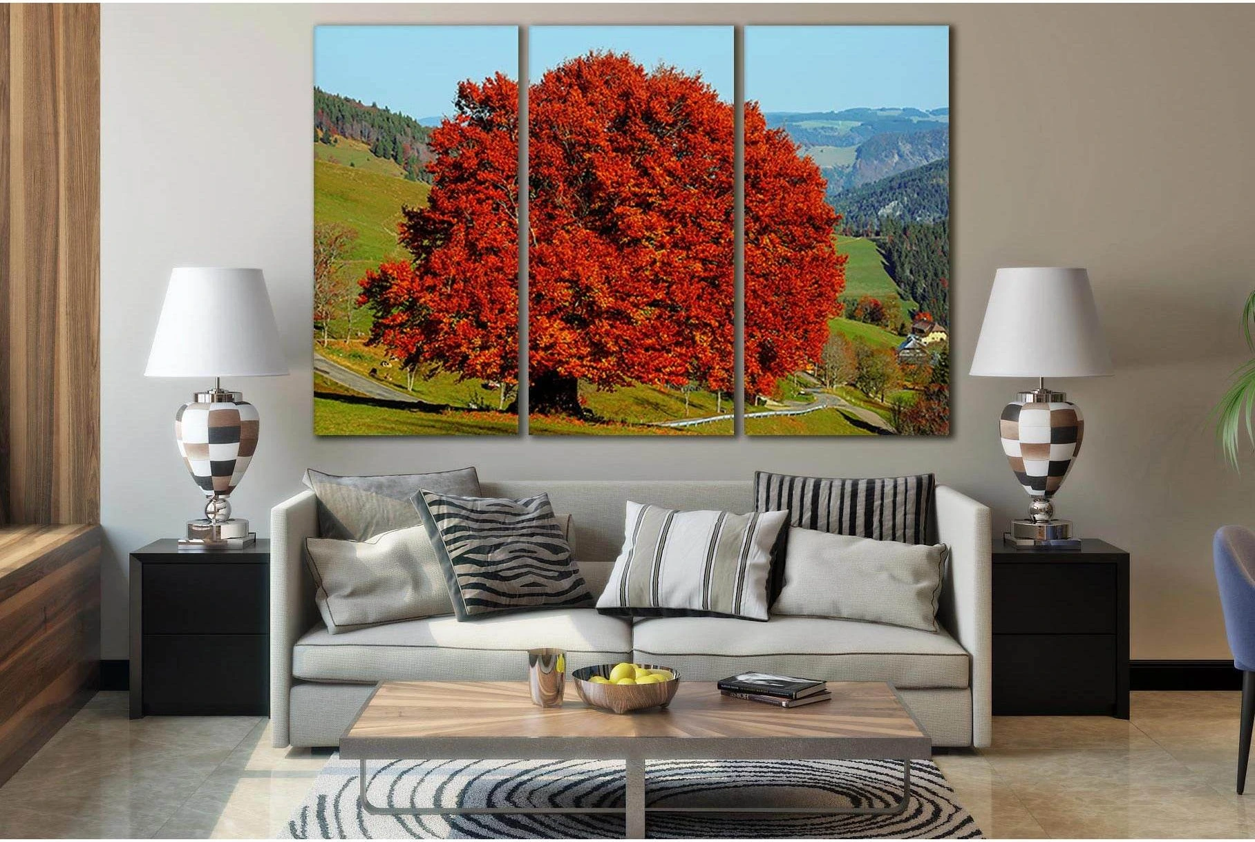 Autumn Beech Deciduous Tree №SL500 Ready to Hang Canvas Print - Zellart Canvas Prints 0new, ALL_Products, Trees Wall Art