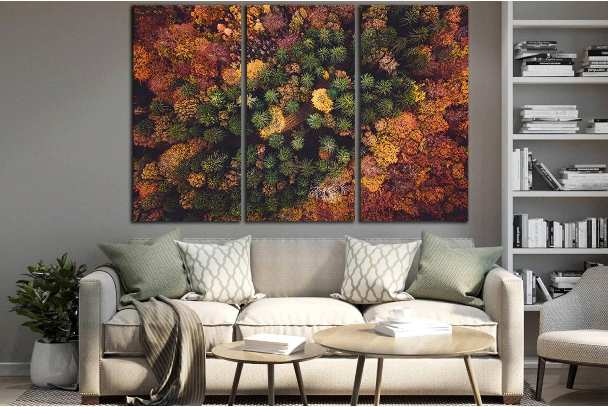 Autumn Forest Aerial View №SL1481 Ready to Hang Canvas Print - Zellart Canvas Prints 0new, ALL_Products, AUTUMN WALL ART