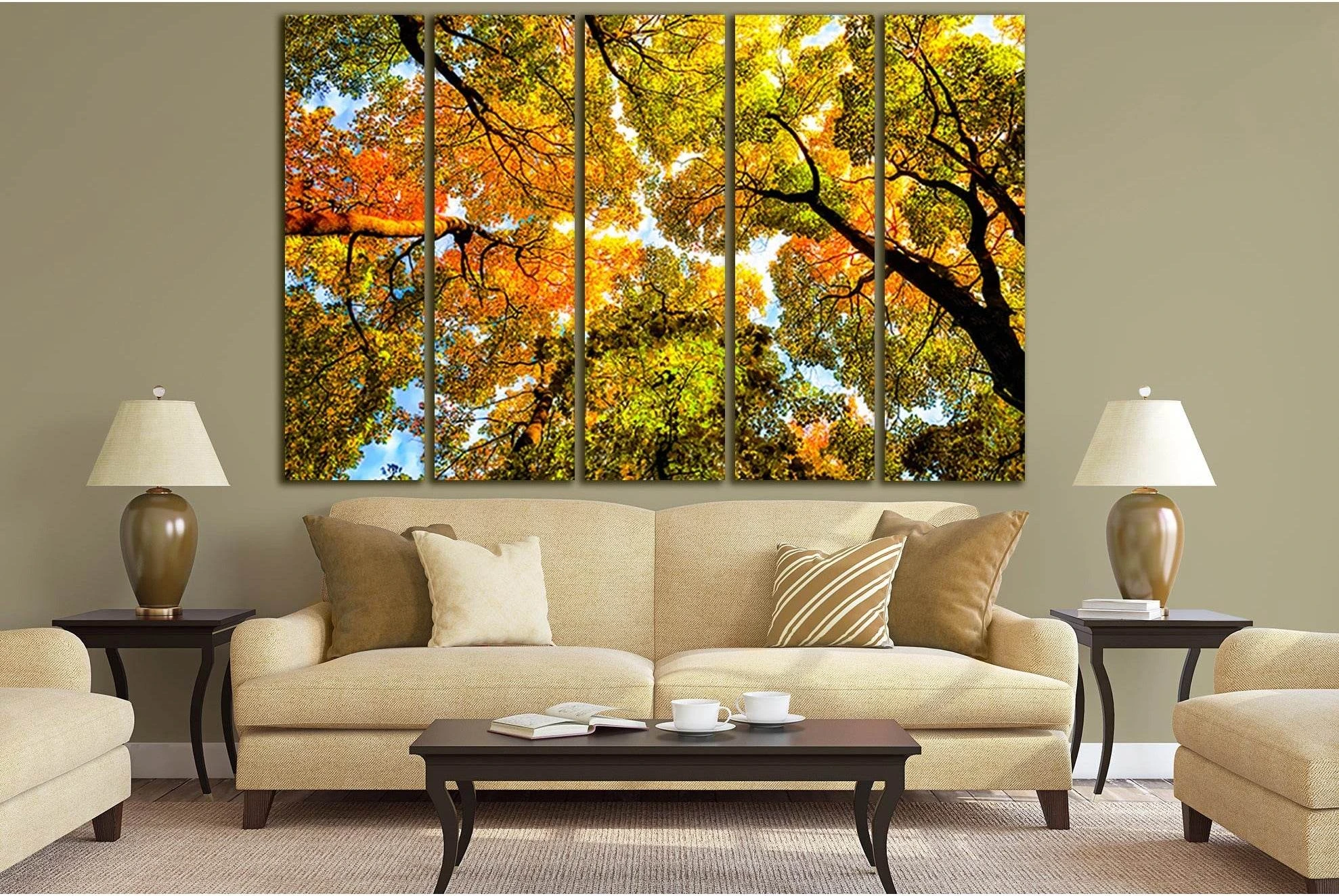Autumn Forest Trees Background №SL648 Ready to Hang Canvas Print - Zellart Canvas Prints 0new, ALL_Products, Autumn Wall Art