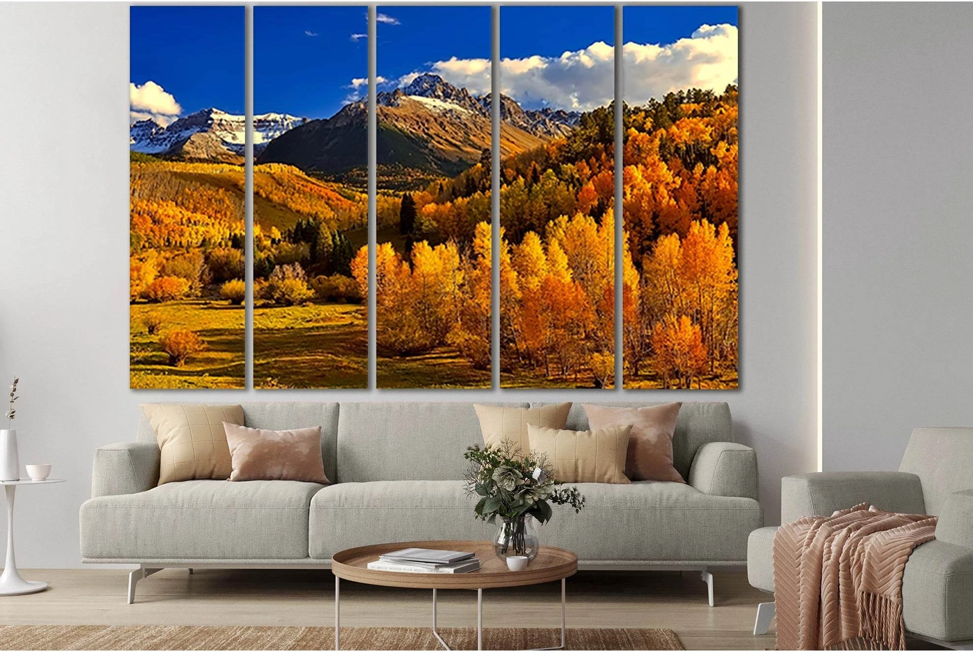 Autumn In The Mountains №SL620 Ready to Hang Canvas Print - Zellart Canvas Prints 0new, ALL_Products, Autumn Wall Art, Mountains Wall Art