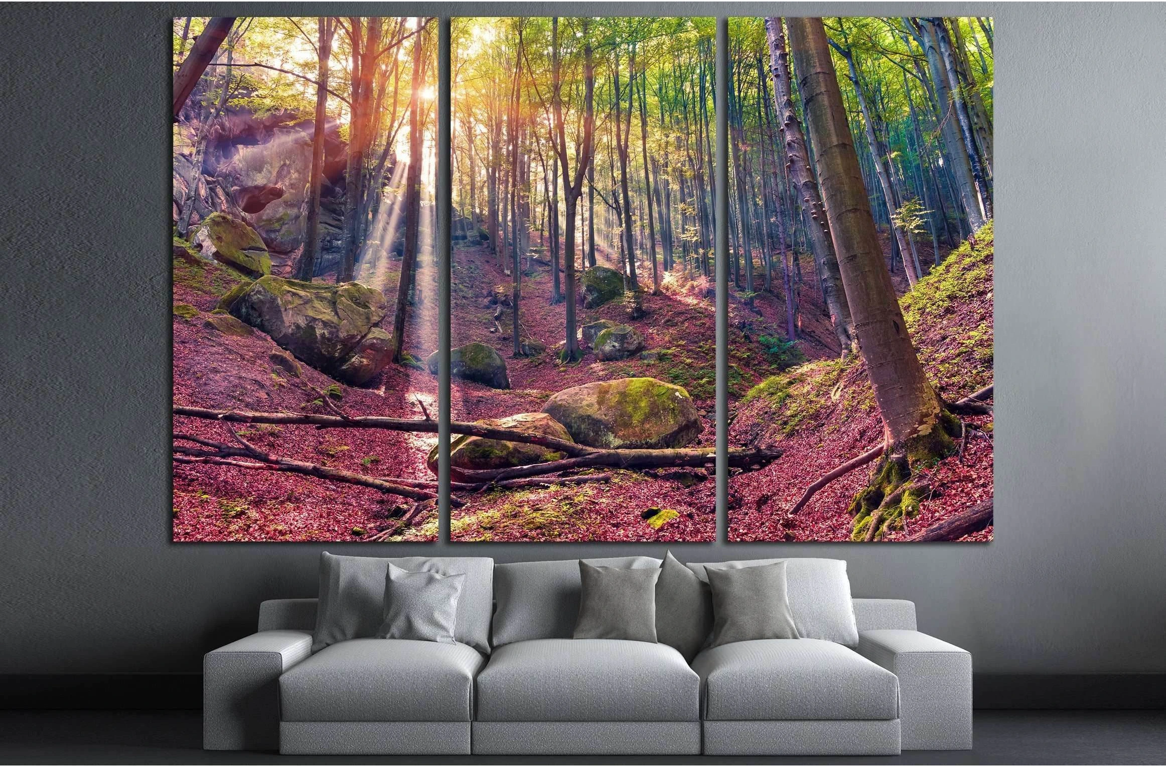 Autumn morning in mystical woods. Instagram toning №3093 Ready to Hang Canvas Print - Zellart Canvas Prints ALL_Products, s-3093