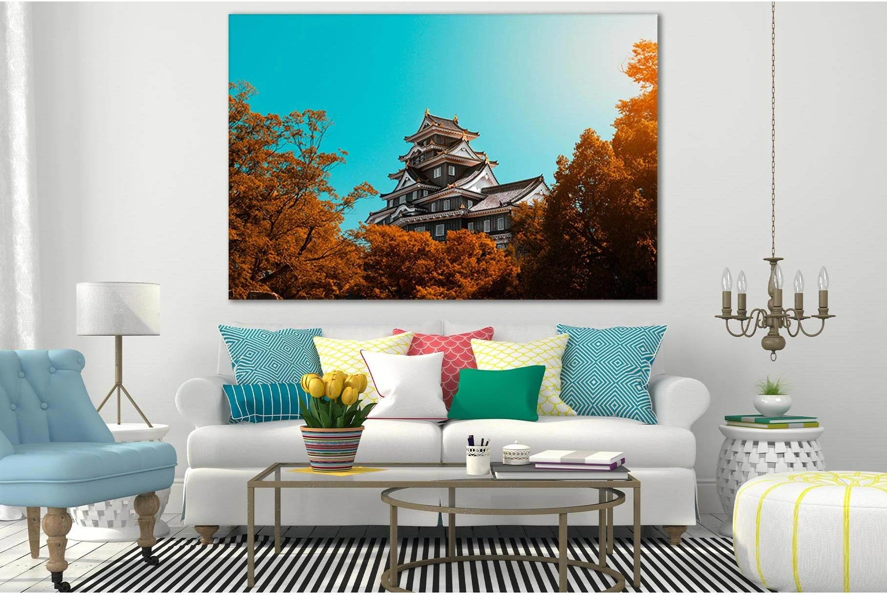Autumn Okayama Castle №SL621 Ready to Hang Canvas Print - Zellart Canvas Prints 0new, ALL_Products, Autumn Wall Art