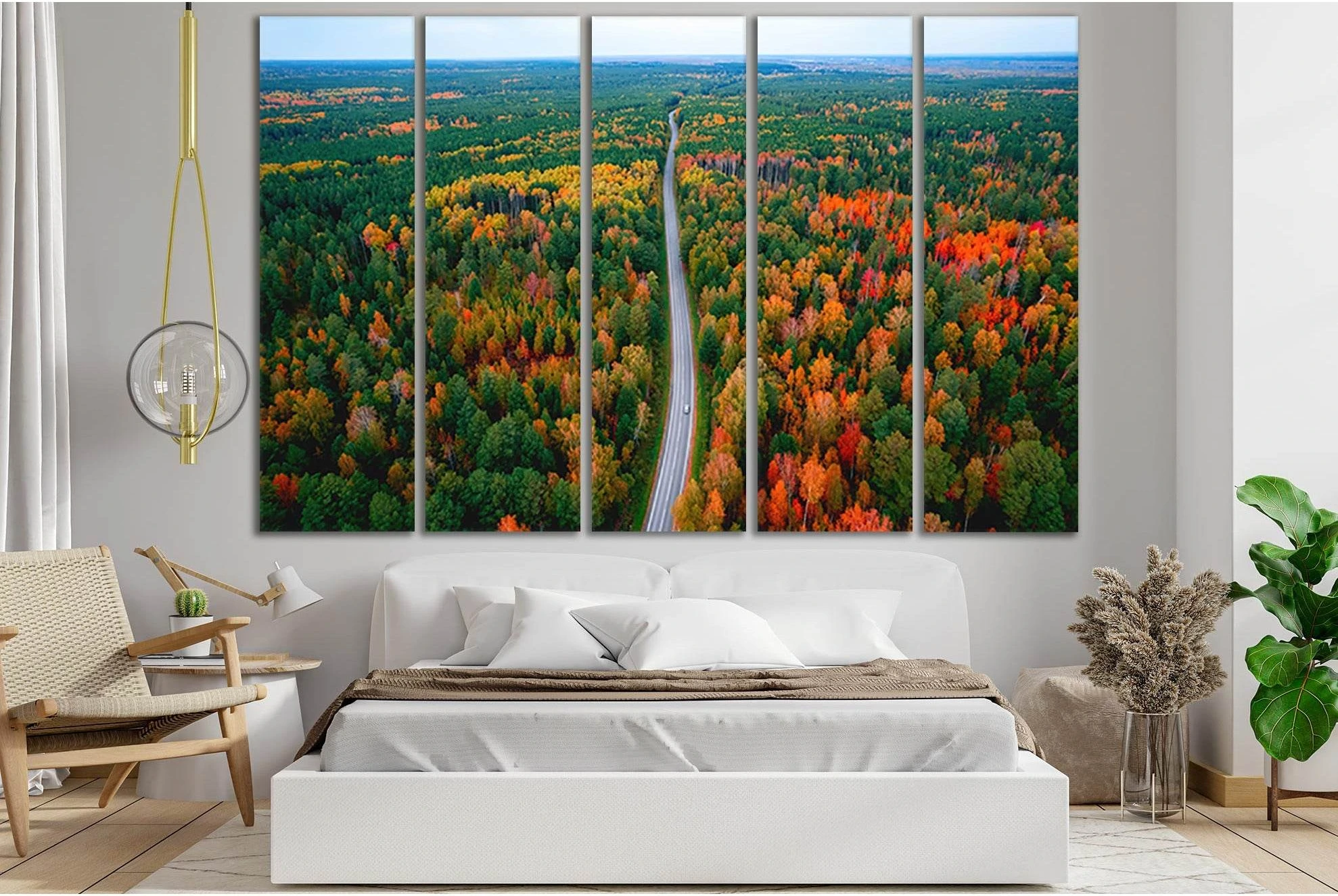 Autumn Road In Yellow Forest №SL657 Ready to Hang Canvas Print - Zellart Canvas Prints 0new, ALL_Products, Autumn Wall Art