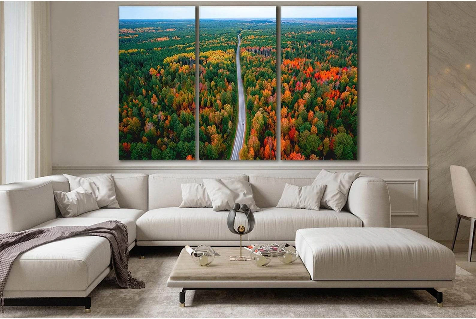 Autumn Road In Yellow Forest №SL657 Ready to Hang Canvas Print - Zellart Canvas Prints 0new, ALL_Products, Autumn Wall Art