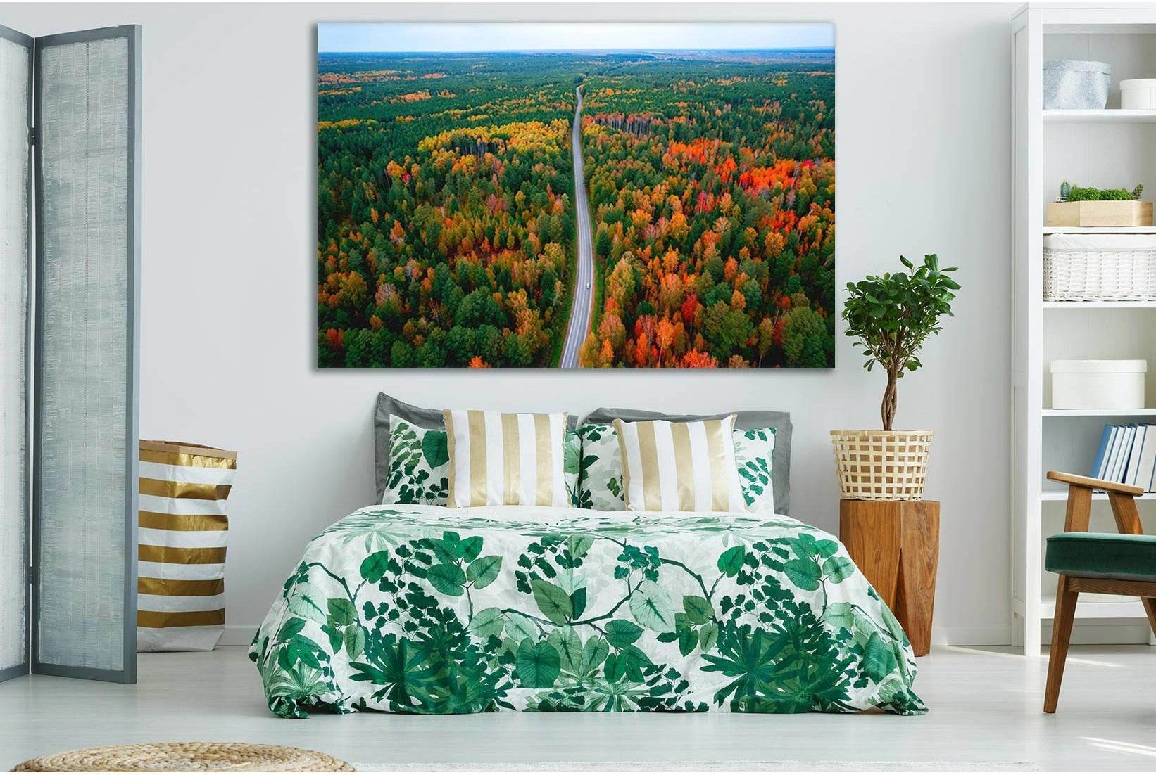 Autumn Road In Yellow Forest №SL657 Ready to Hang Canvas Print - Zellart Canvas Prints 0new, ALL_Products, Autumn Wall Art