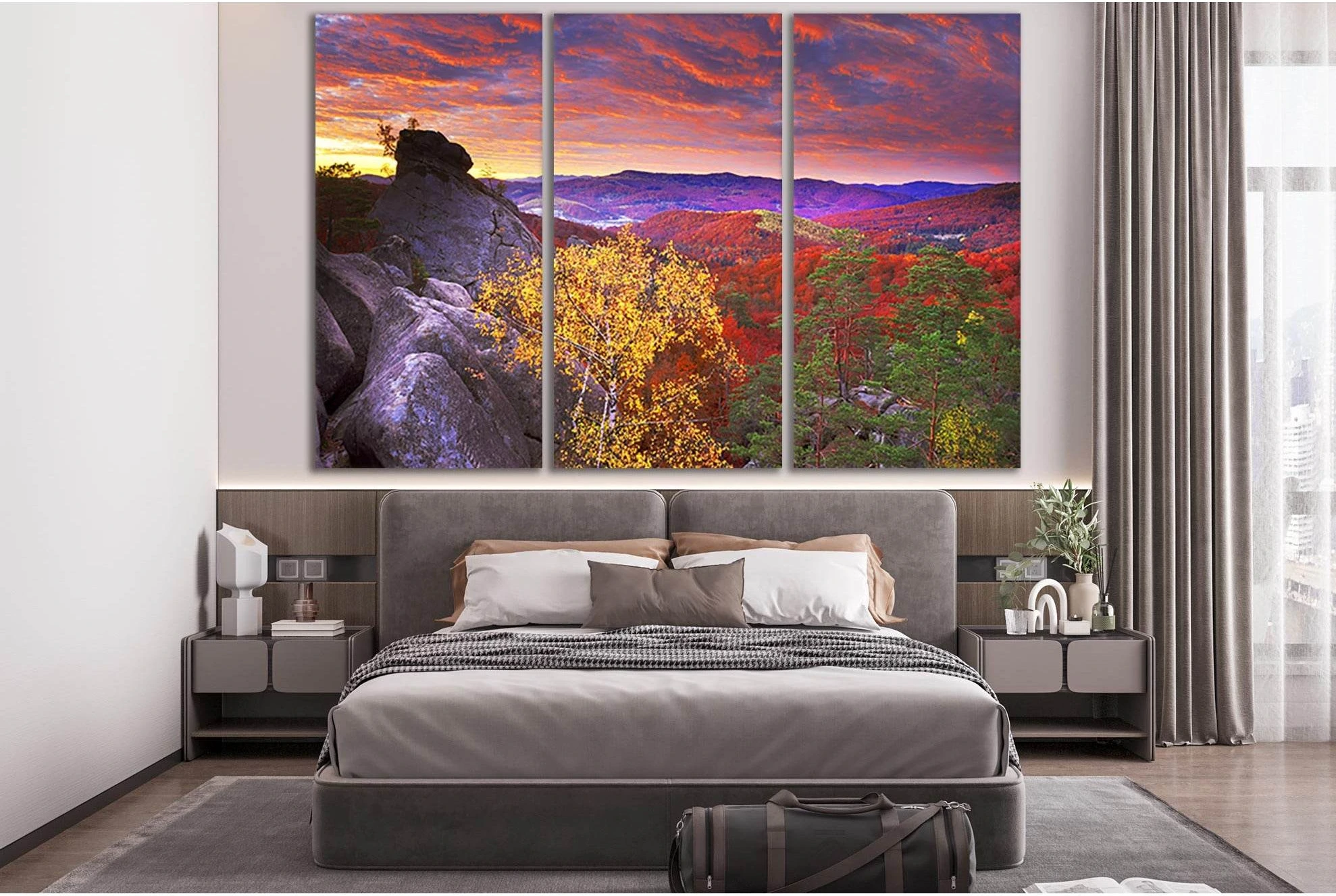 Autumn Sky Evening Carpathians №SL641 Ready to Hang Canvas Print - Zellart Canvas Prints 0new, ALL_Products, Autumn Wall Art