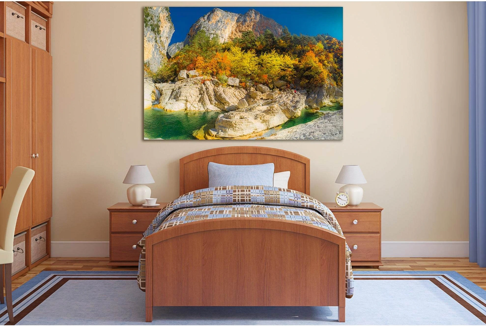 Autumn Trees And Beautiful Rocks №SL1061 Ready to Hang Canvas Print - Zellart Canvas Prints 0new, ALL_Products, Trees Wall Art