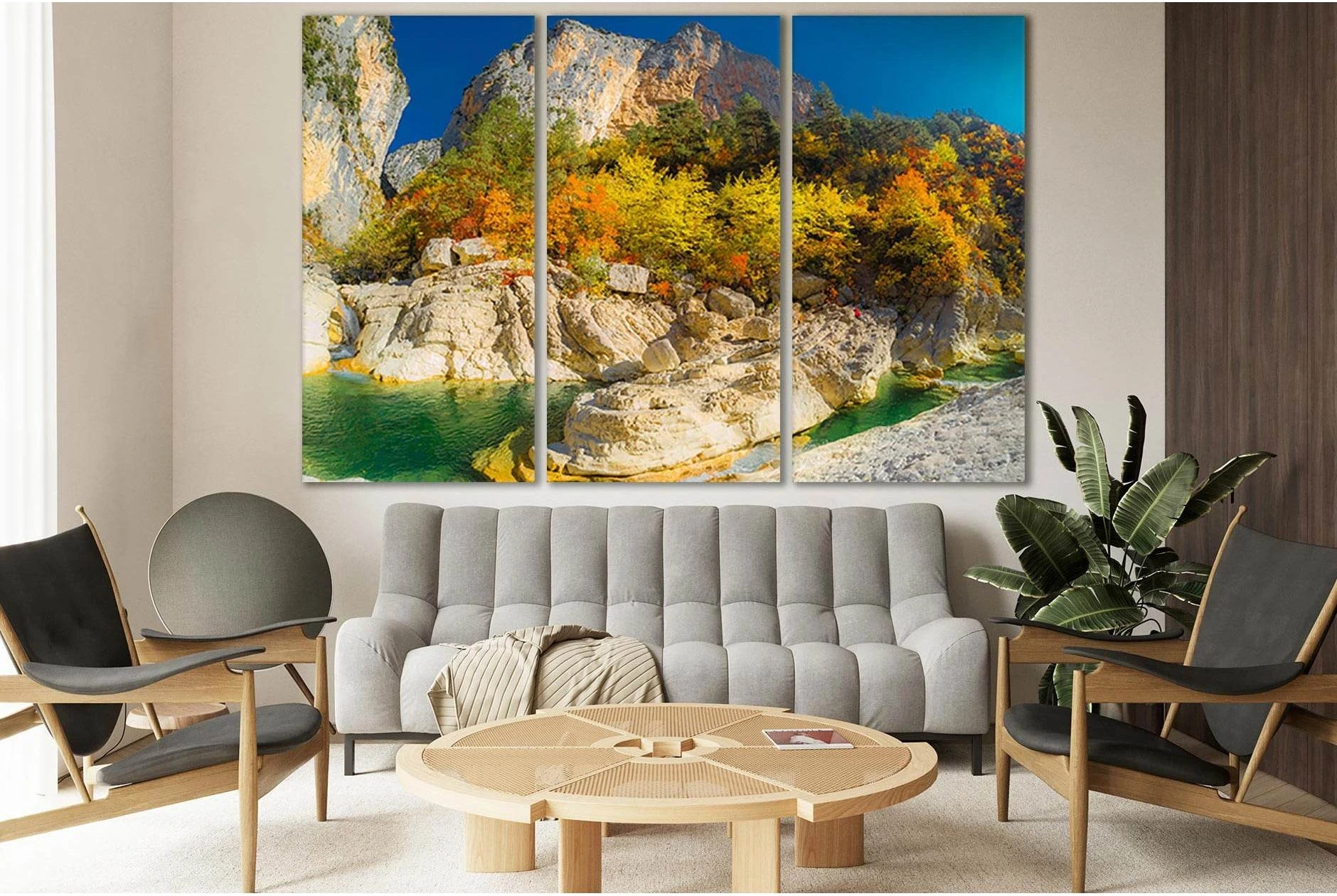 Autumn Trees And Beautiful Rocks №SL1061 Ready to Hang Canvas Print - Zellart Canvas Prints 0new, ALL_Products, Trees Wall Art