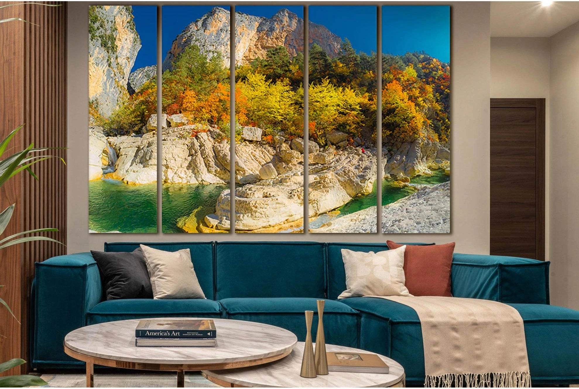 Autumn Trees And Beautiful Rocks №SL1061 Ready to Hang Canvas Print - Zellart Canvas Prints 0new, ALL_Products, Trees Wall Art