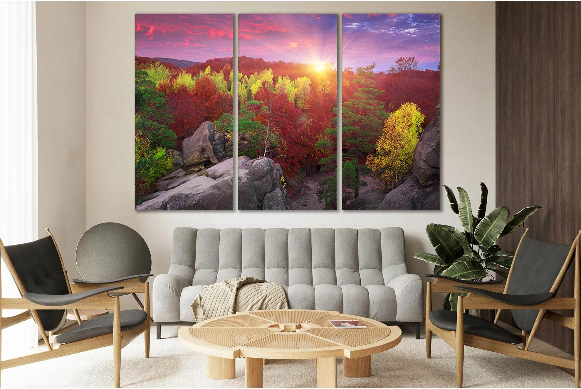 Autumn Trees At Sunrise №SL281 Ready to Hang Canvas Print - Zellart Canvas Prints 0new, ALL_Products, SUNRISE & SUNSET WALL ART