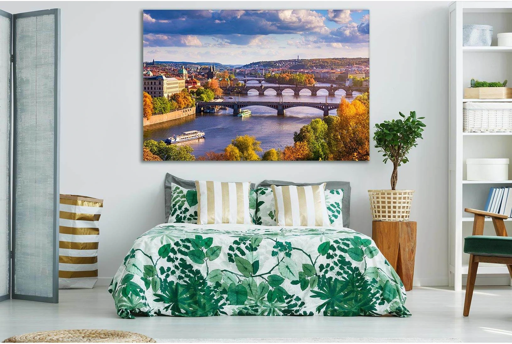 Autumn View To Charles Bridge №SL661 Ready to Hang Canvas Print - Zellart Canvas Prints 0new, ALL_Products, Autumn Wall Art