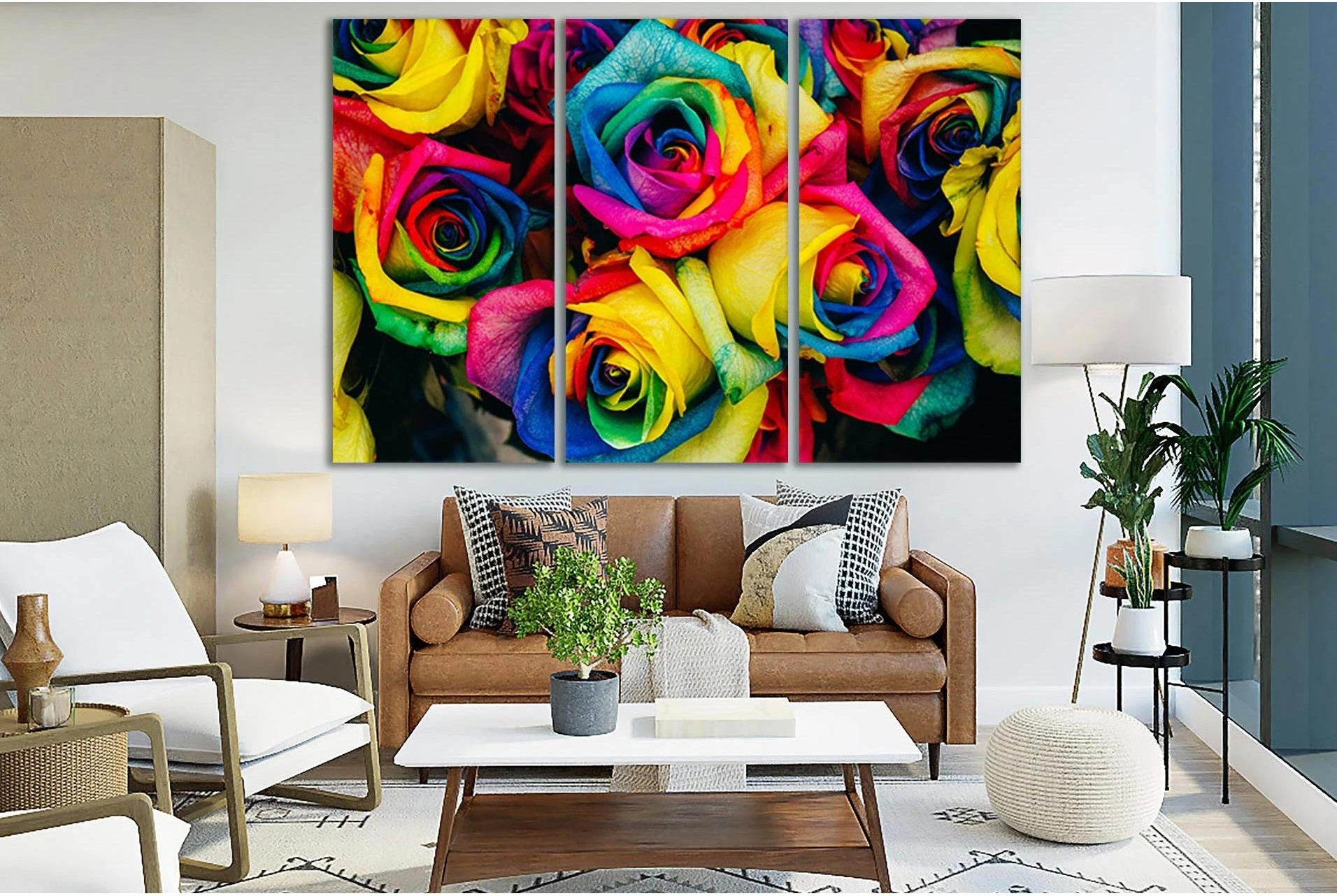 Background Of Colored Roses №SL700 Ready to Hang Canvas Print - Zellart Canvas Prints 0new, ALL_Products, Floral & Botanical Wall Art