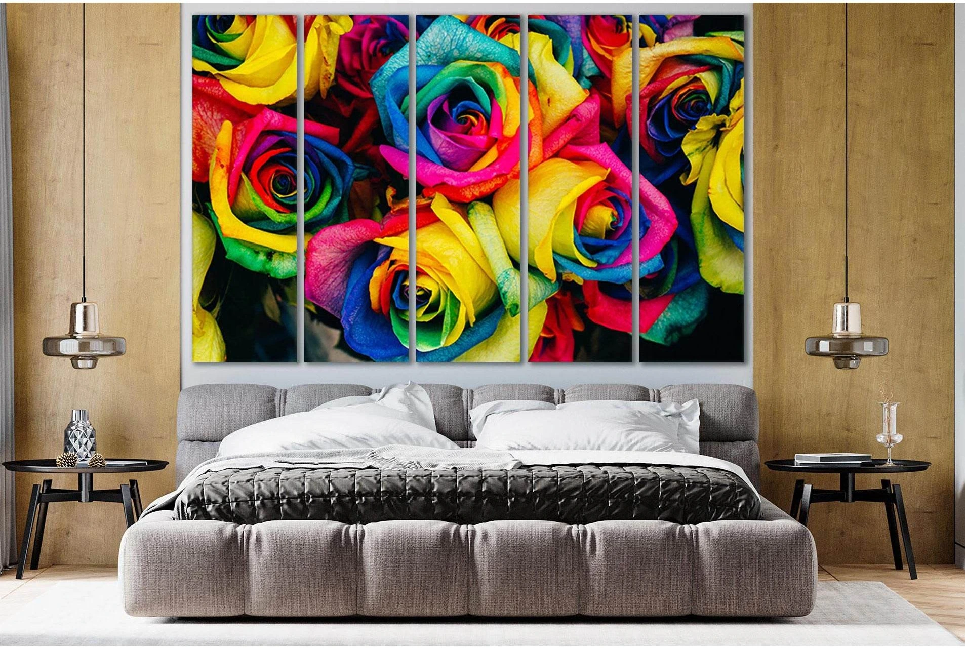 Background Of Colored Roses №SL700 Ready to Hang Canvas Print - Zellart Canvas Prints 0new, ALL_Products, Floral & Botanical Wall Art