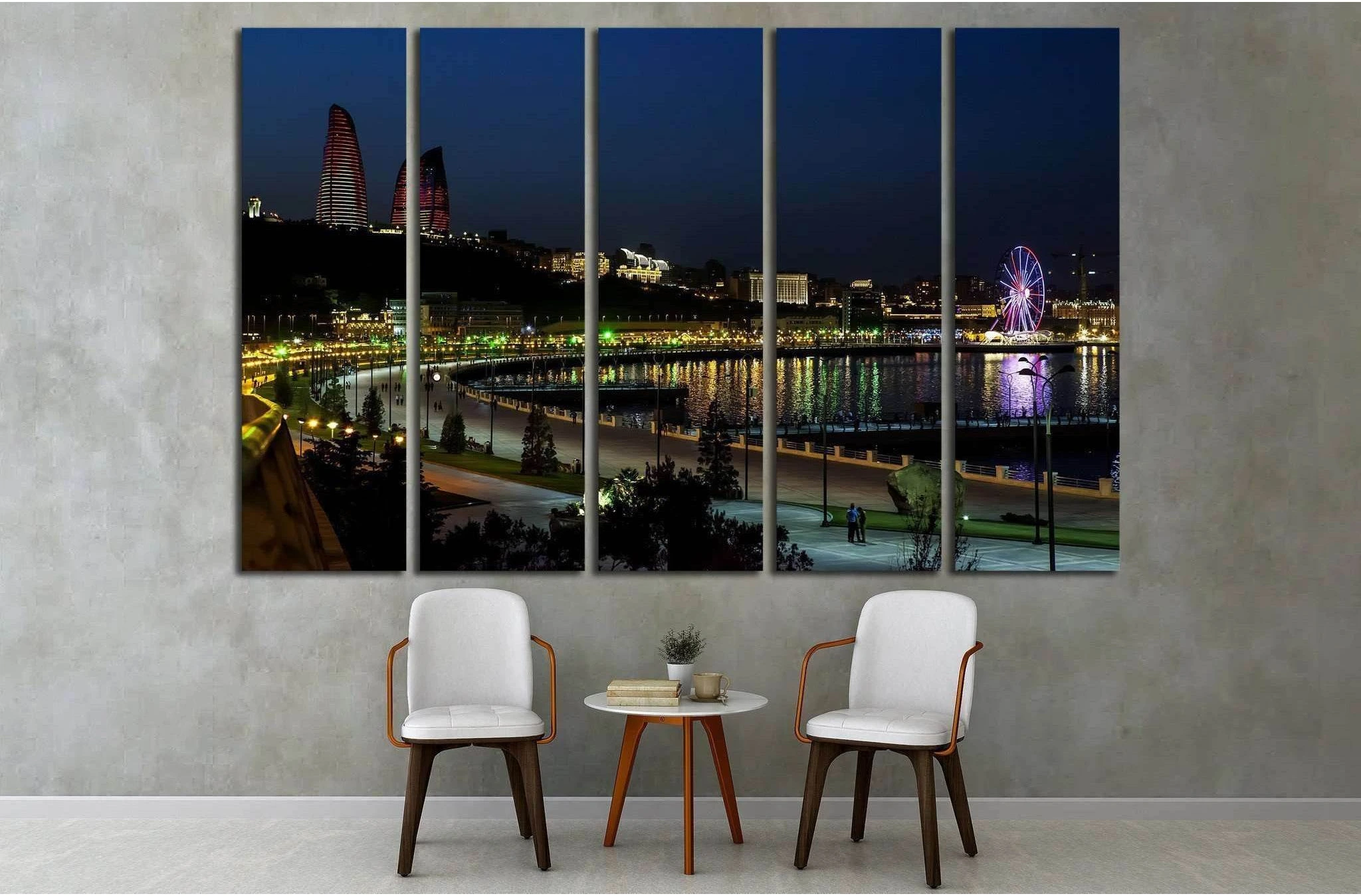 Baku Night old city №1569 Ready to Hang Canvas Print - Zellart Canvas Prints ALL_Products, s-1569