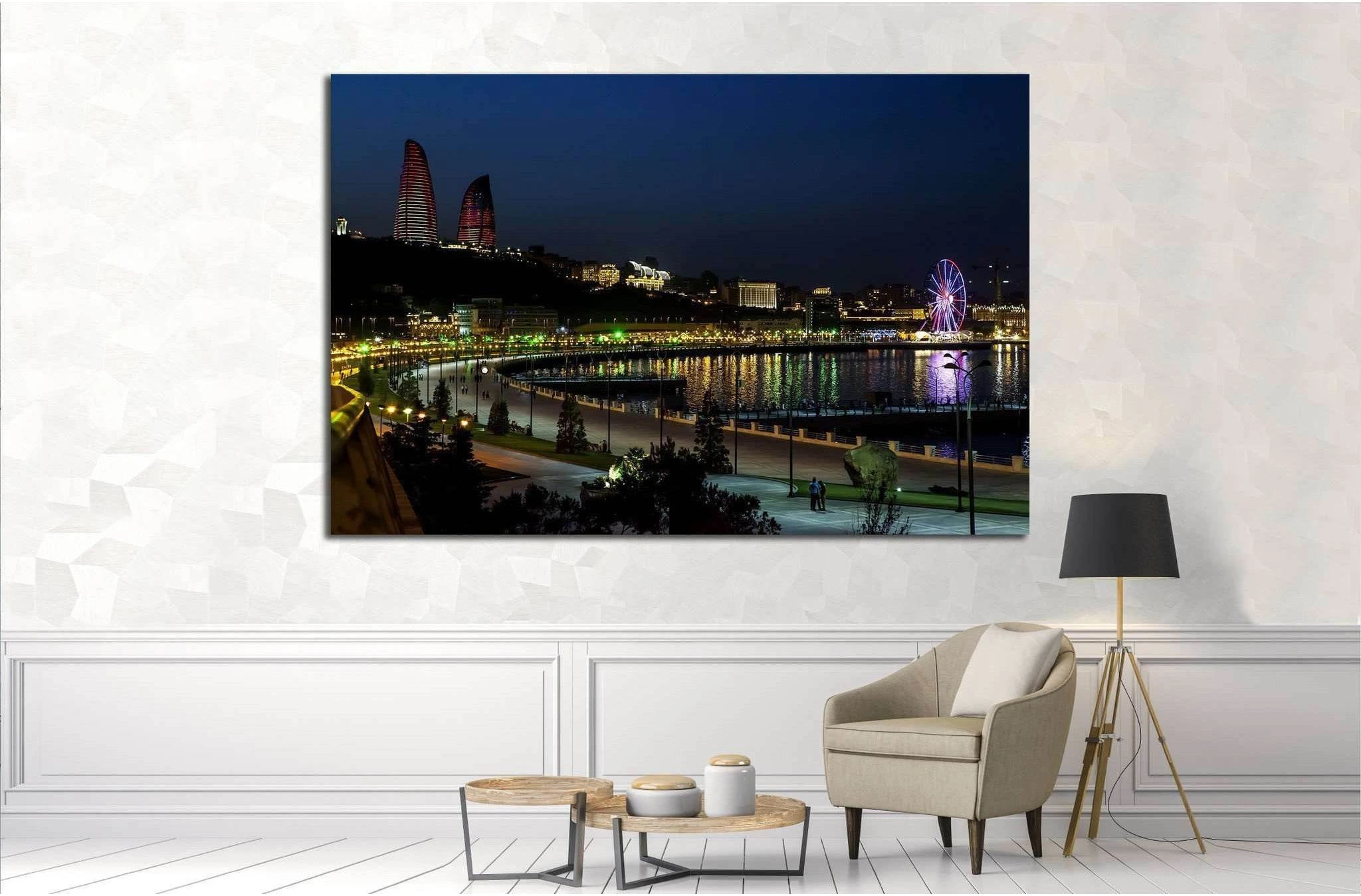 Baku Night old city №1569 Ready to Hang Canvas Print - Zellart Canvas Prints ALL_Products, s-1569