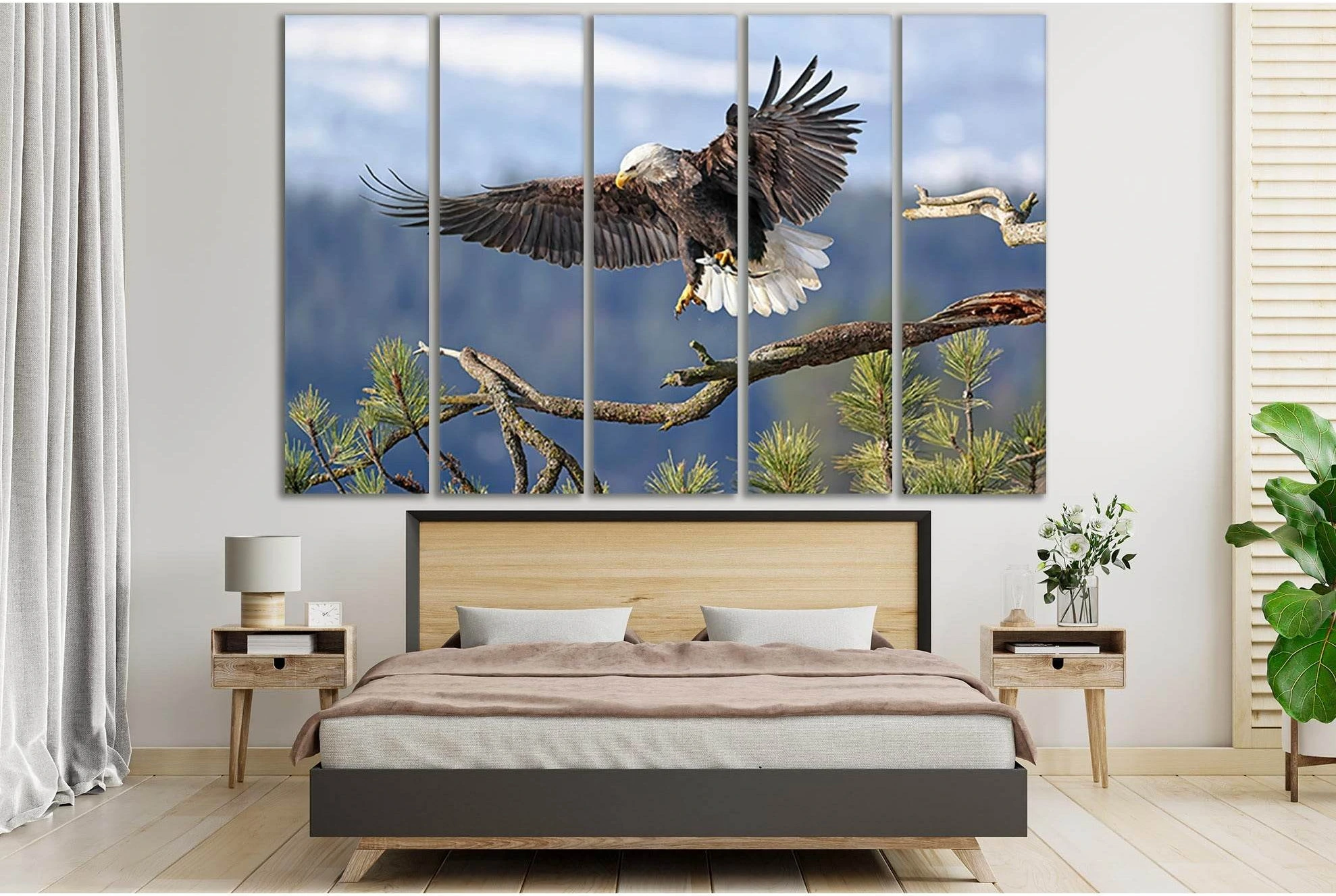Bald Eagle With A Caught Fish №SL1052 Ready to Hang Canvas Print - Zellart Canvas Prints 0new, ALL_Products, Animals & Wildlife