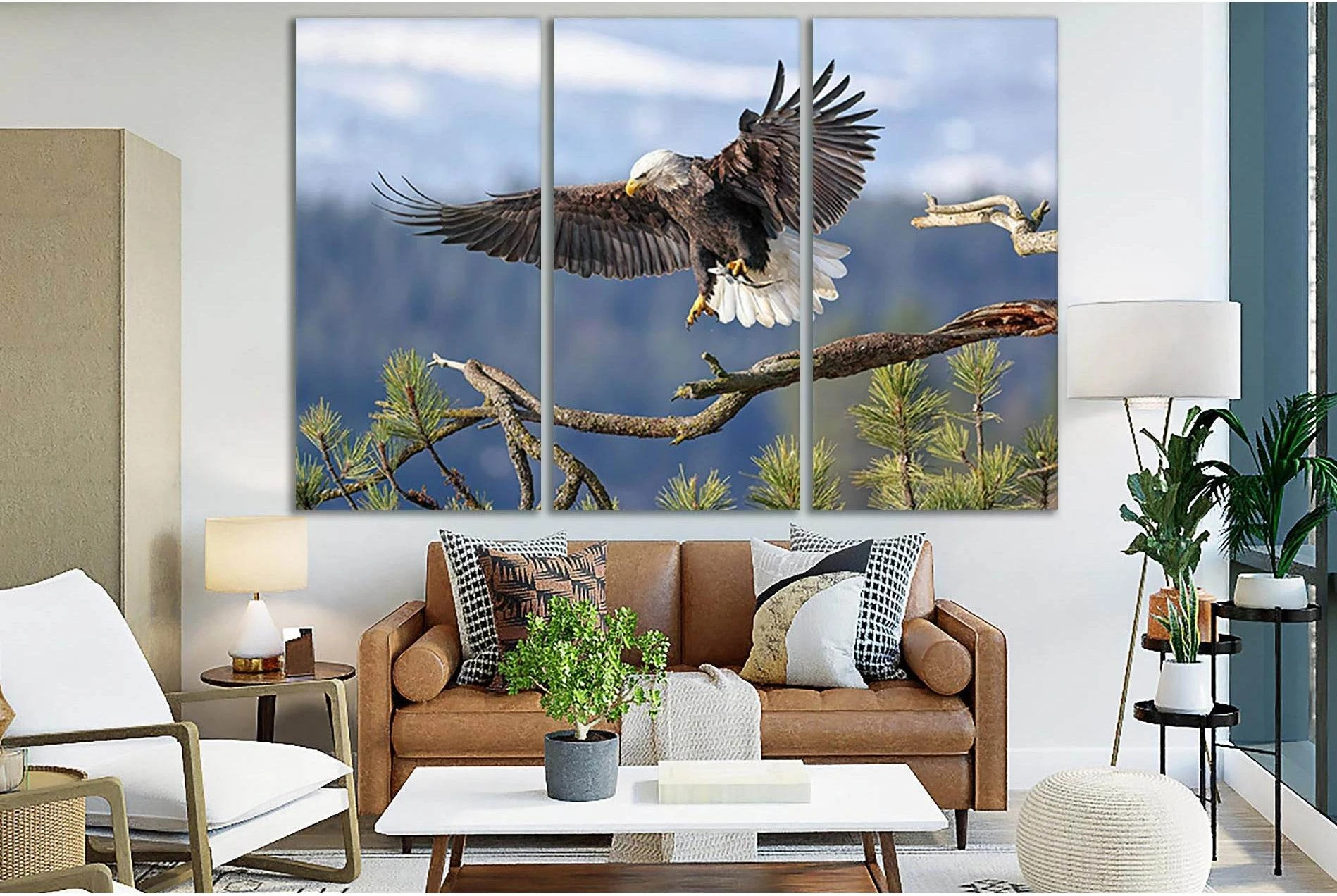 Bald Eagle With A Caught Fish №SL1052 Ready to Hang Canvas Print - Zellart Canvas Prints 0new, ALL_Products, Animals & Wildlife