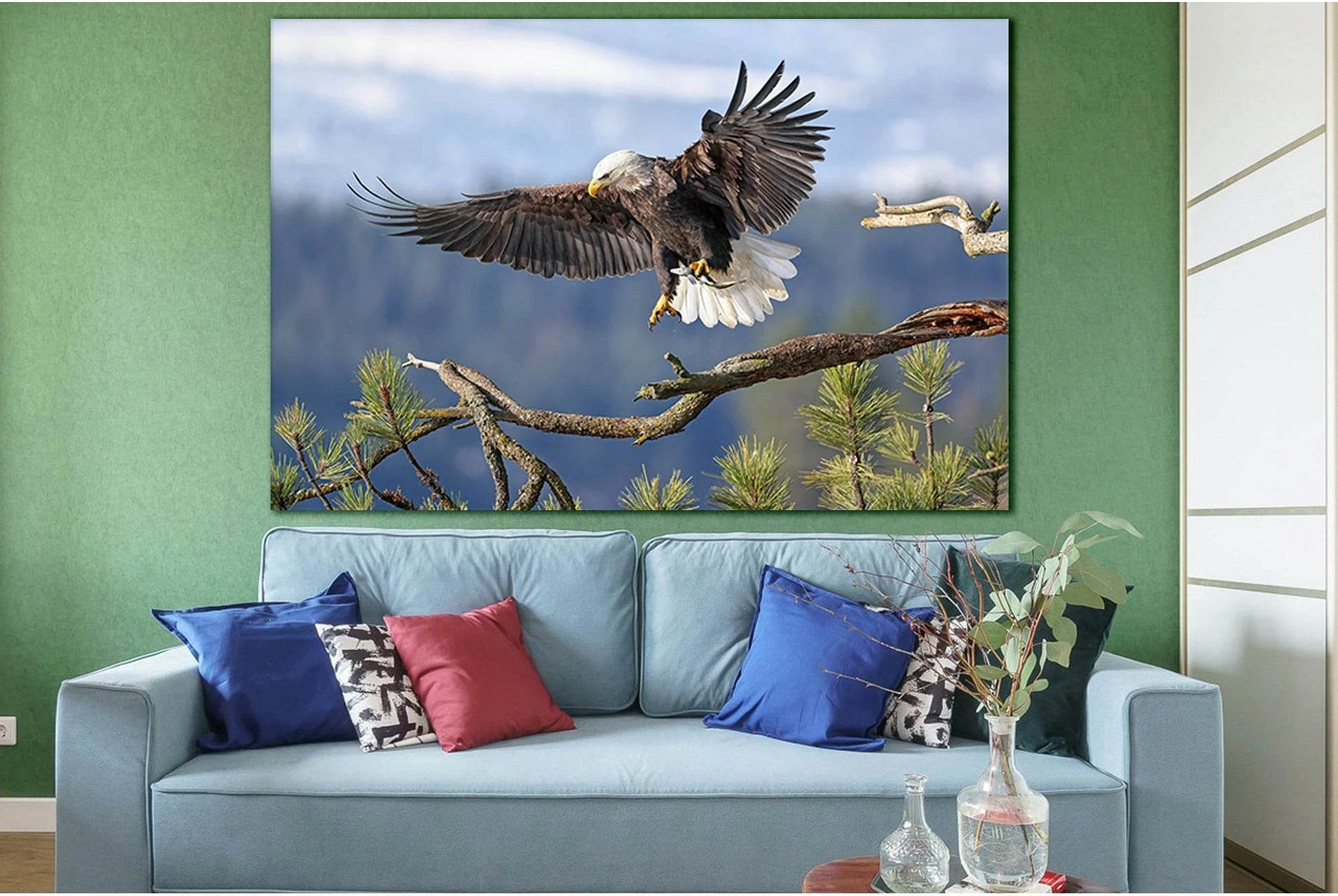 Bald Eagle With A Caught Fish №SL1052 Ready to Hang Canvas Print - Zellart Canvas Prints 0new, ALL_Products, Animals & Wildlife