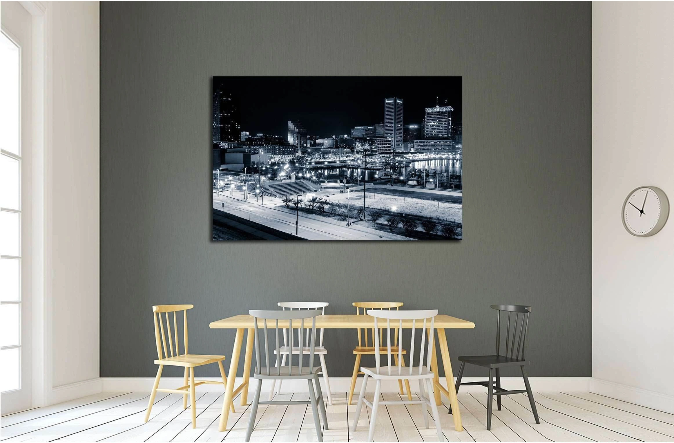 Baltimore Inner Harbor and skyline during twilight from Federal Hill №2152 Ready to Hang Canvas Print - Zellart Canvas Prints ALL_Products, s-2152