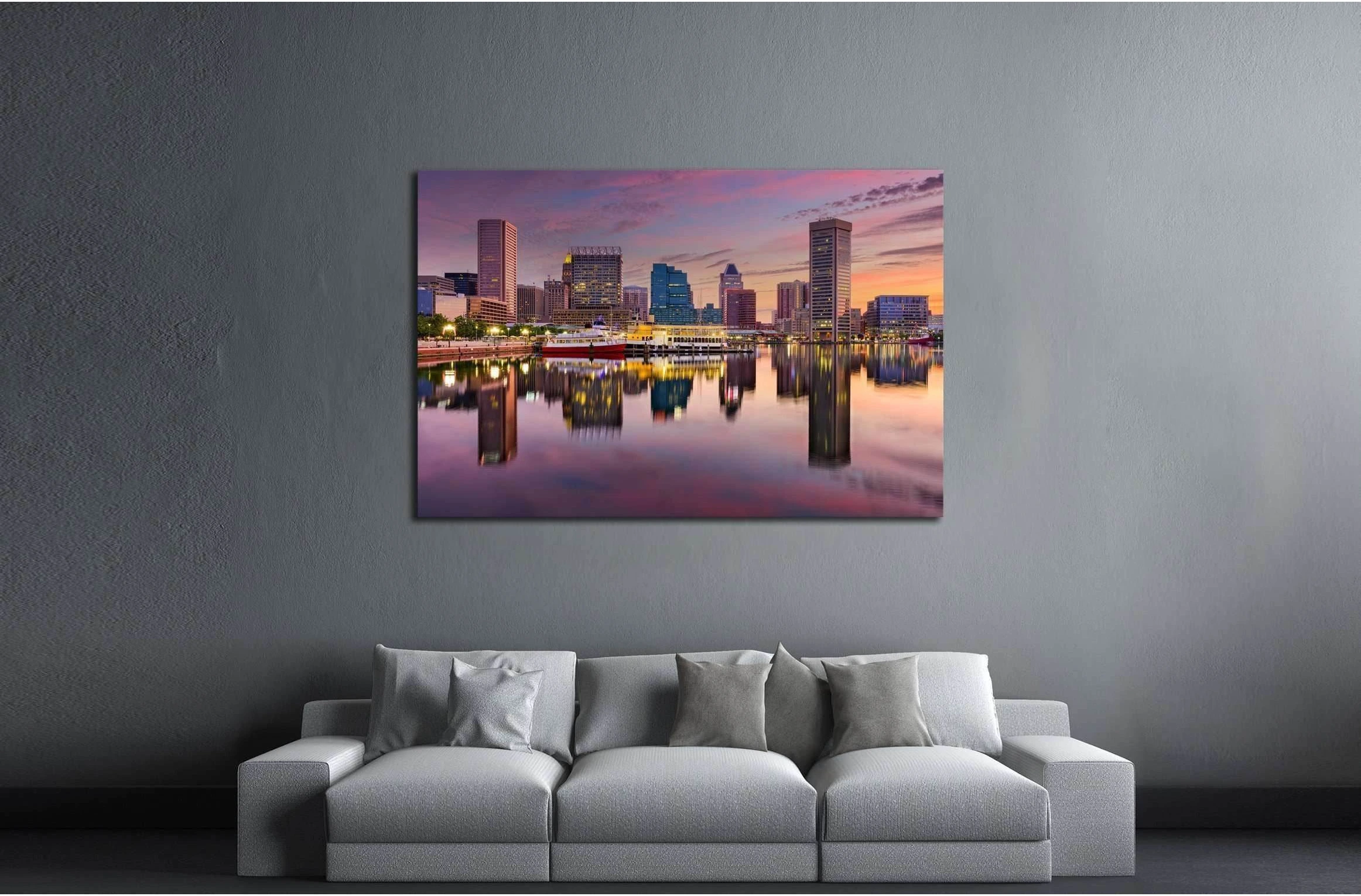 Baltimore, Maryland, USA skyline at the Inner Harbor №2410 Ready to Hang Canvas Print - Zellart Canvas Prints ALL_Products, s-2410