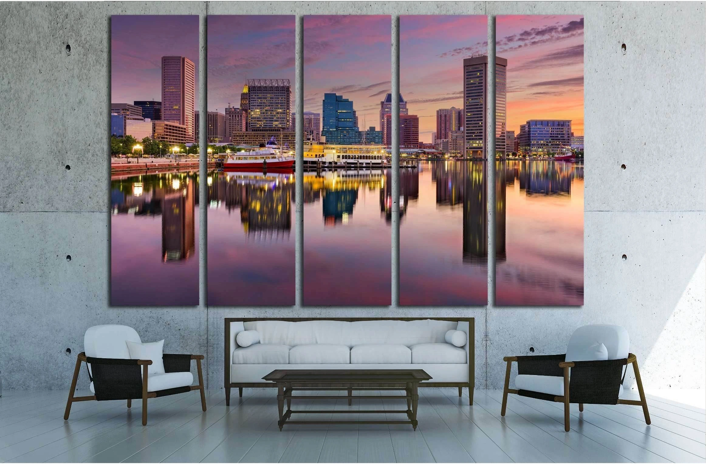 Baltimore, Maryland, USA skyline at the Inner Harbor №2410 Ready to Hang Canvas Print - Zellart Canvas Prints ALL_Products, s-2410