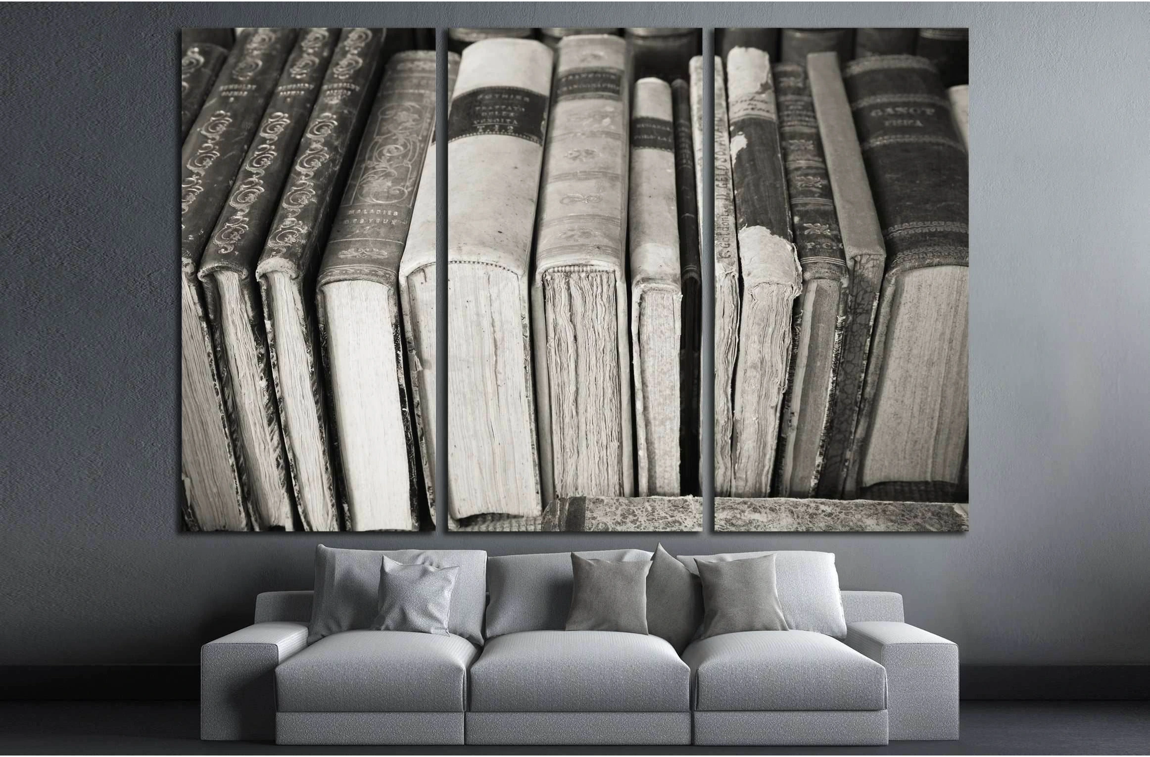 B&W old books №2541 Ready to Hang Canvas Print - Zellart Canvas Prints ALL_Products, s-2541