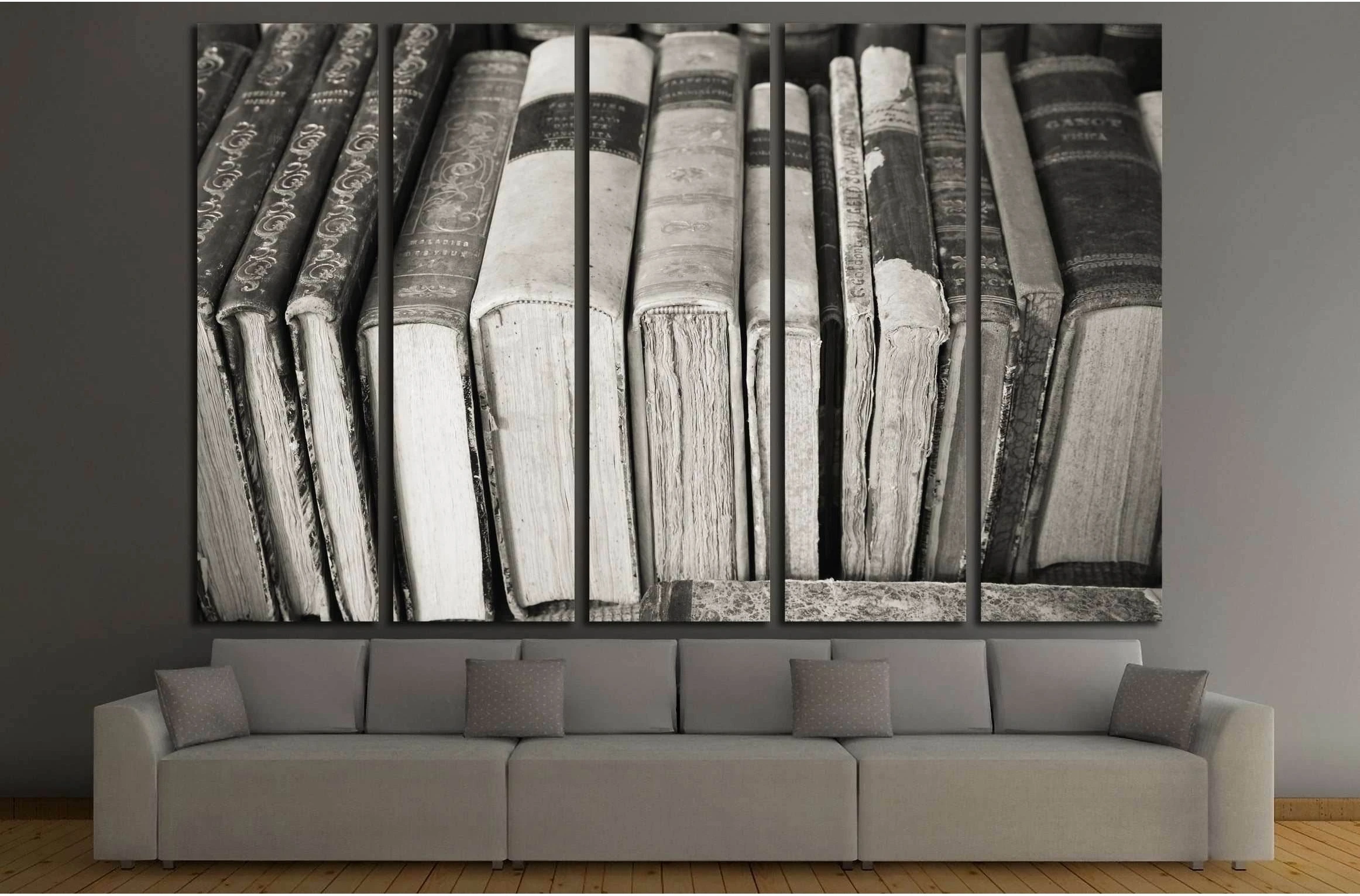 B&W old books №2541 Ready to Hang Canvas Print - Zellart Canvas Prints ALL_Products, s-2541