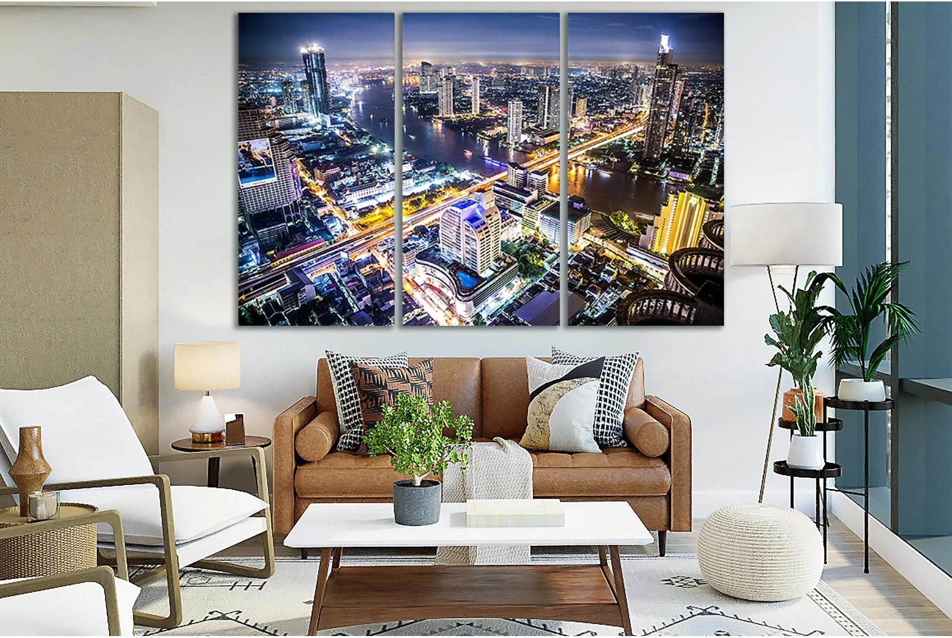 Bangkok Skyline №SL331 Ready to Hang Canvas Print - Zellart Canvas Prints 0new, ALL_Products, Cityscapes & Skylines