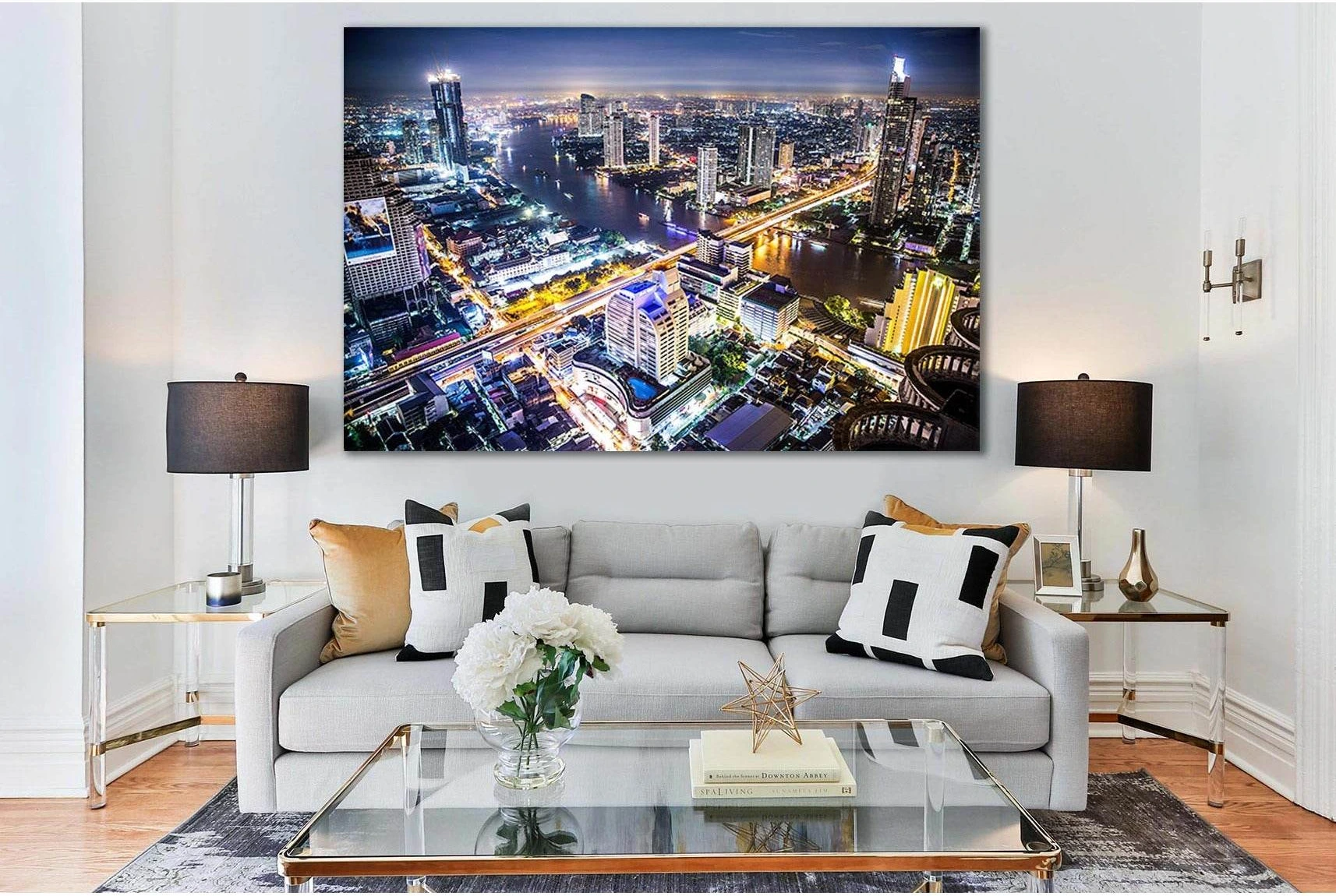 Bangkok Skyline №SL331 Ready to Hang Canvas Print - Zellart Canvas Prints 0new, ALL_Products, Cityscapes & Skylines