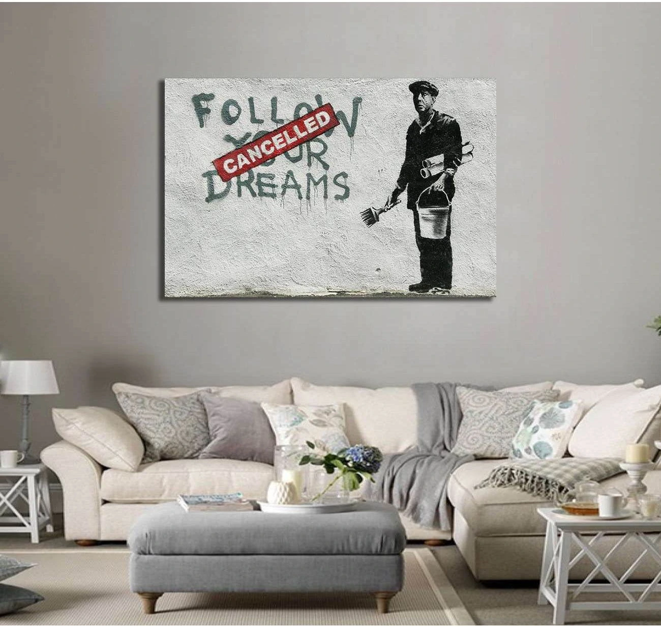 Banksy Chinatown - Ready to Hang Canvas Print - Zellart Canvas Prints 000Negative, 6018, ALL_Products