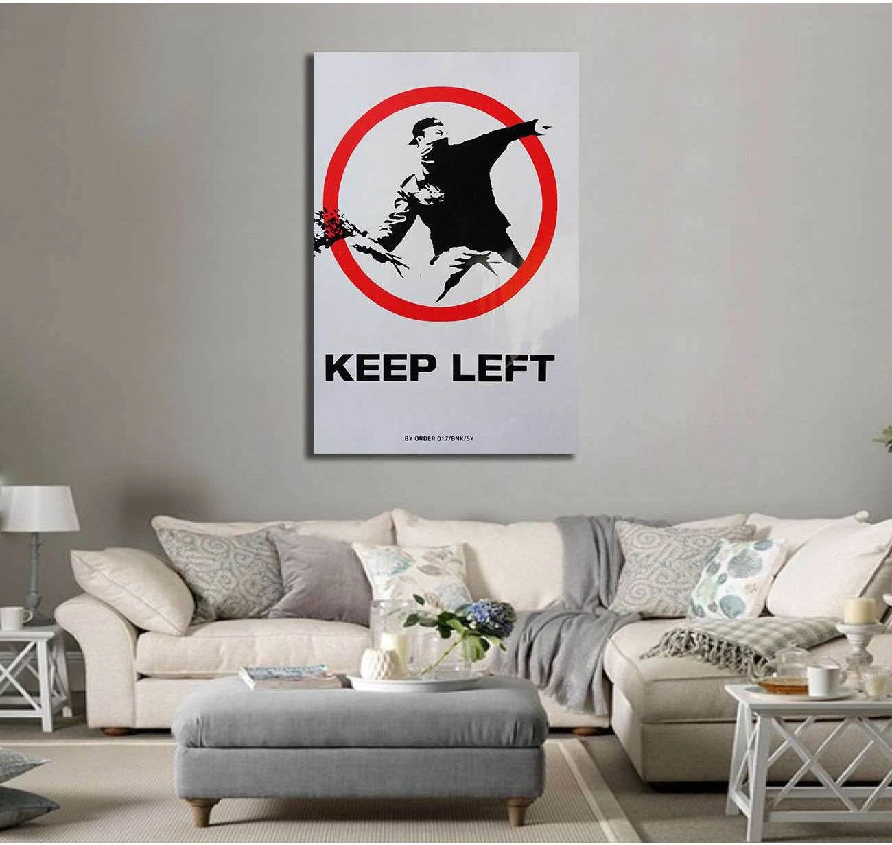 Banksy keep left - Ready to Hang Canvas Print - Zellart Canvas Prints 000Negative, 6020, ALL_Products