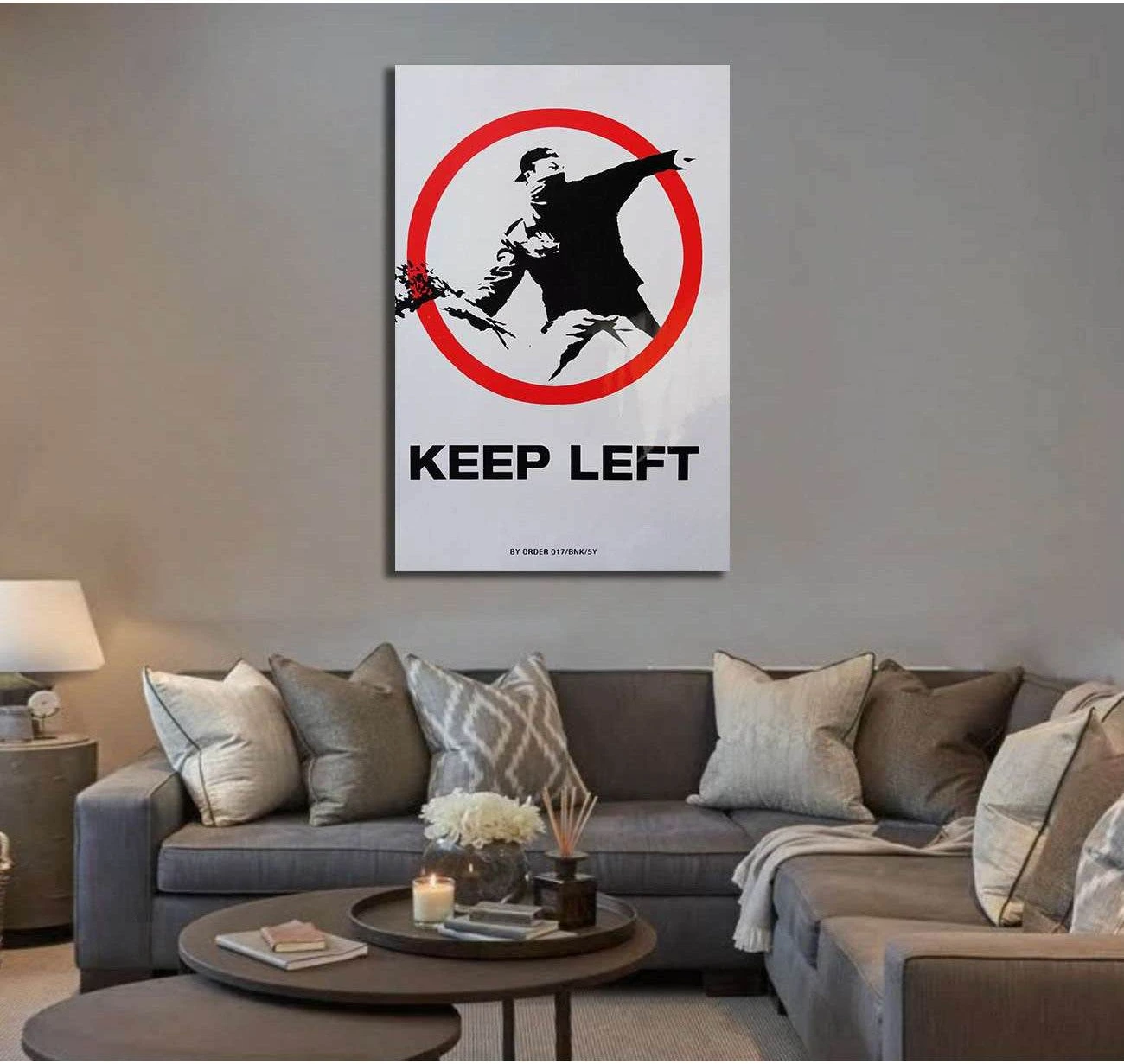 Banksy keep left - Ready to Hang Canvas Print - Zellart Canvas Prints 000Negative, 6020, ALL_Products