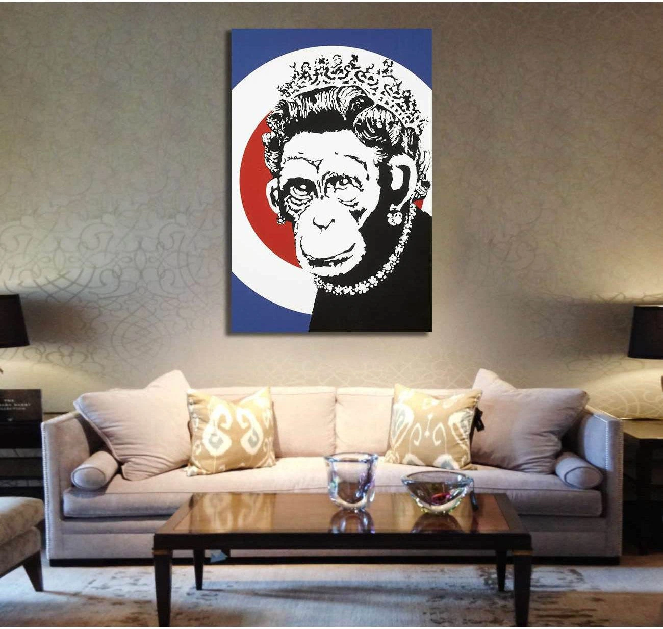 Banksy monkey queen - Canvas print - Zellart Canvas Prints 000Negative, 6016, ALL_Products