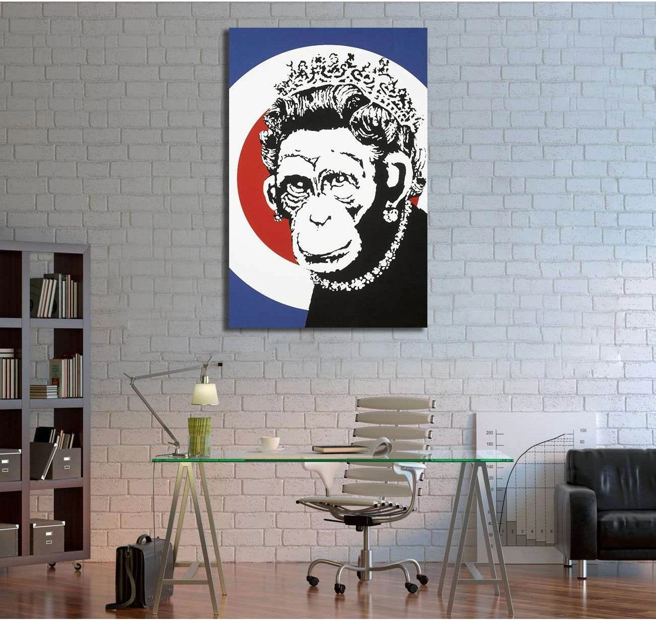 Banksy monkey queen - Canvas print - Zellart Canvas Prints 000Negative, 6016, ALL_Products