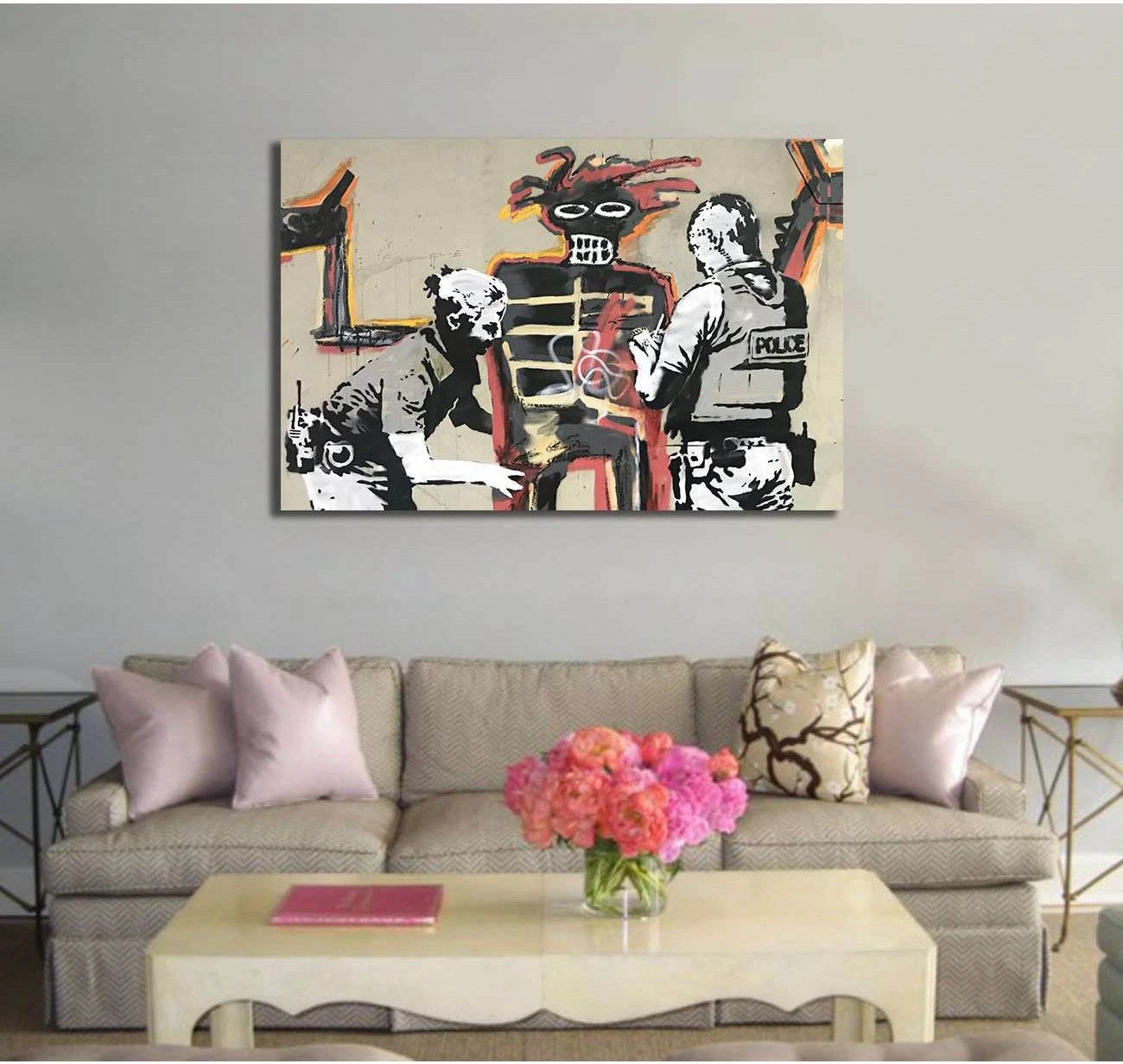 Banksy rend hommage à Basquiat avec deux fresques - Canvas print - Zellart Canvas Prints 000Negative, 6028, ALL_Products