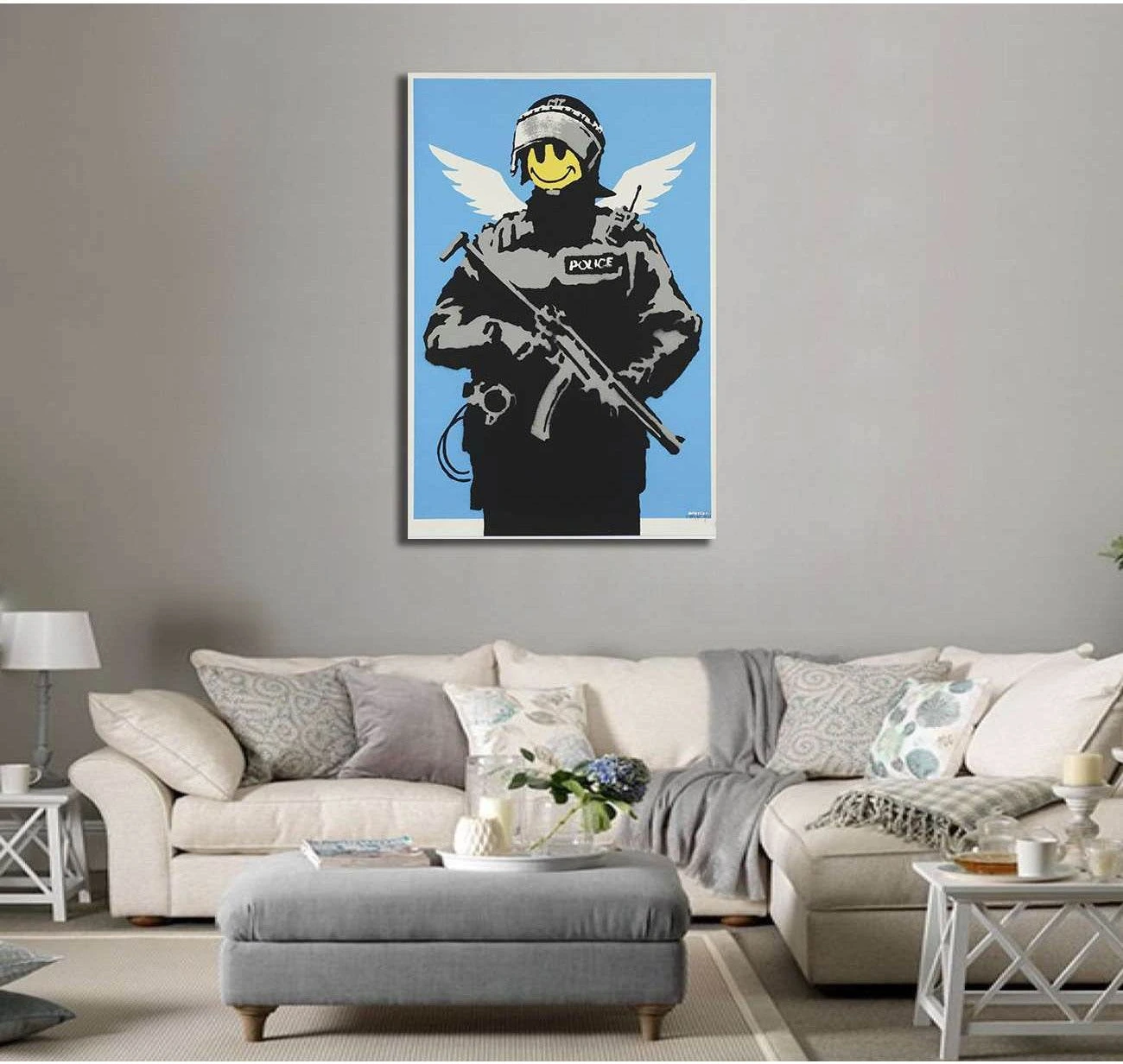Banksy smile - Canvas print - Zellart Canvas Prints 000Negative, 6010, ALL_Products