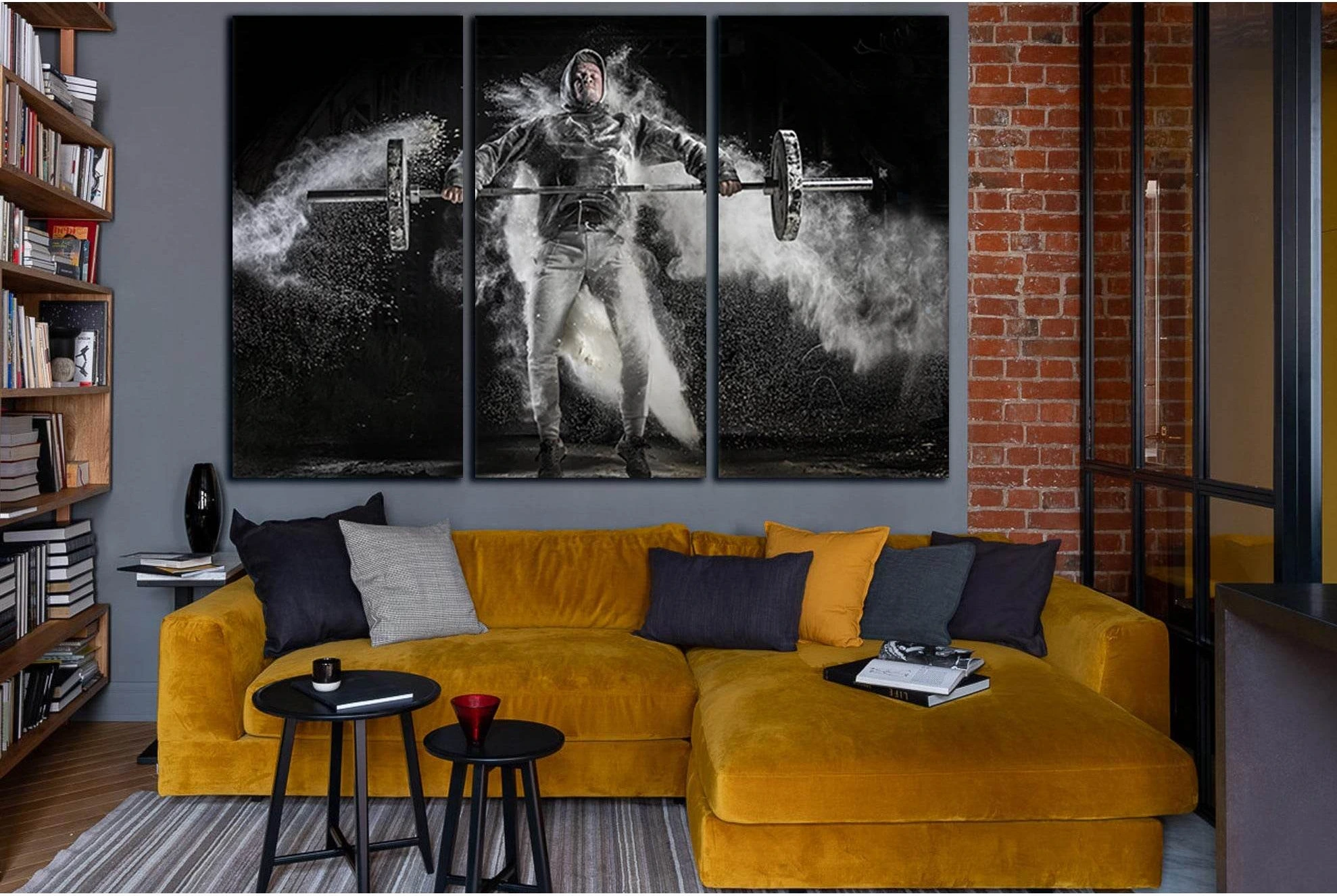 Barbell Man On Black Background №SL937 Ready to Hang Canvas Print - Zellart Canvas Prints 0new, ALL_Products, Sports & Motivation