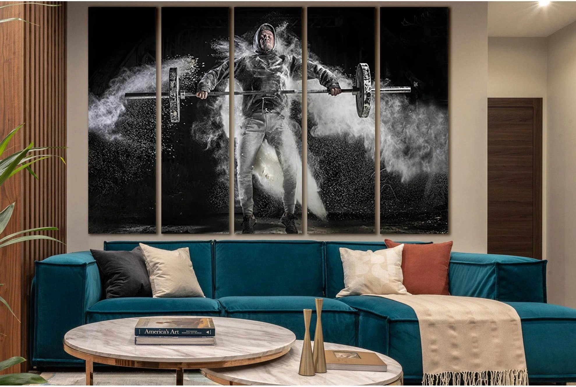 Barbell Man On Black Background №SL937 Ready to Hang Canvas Print - Zellart Canvas Prints 0new, ALL_Products, Sports & Motivation