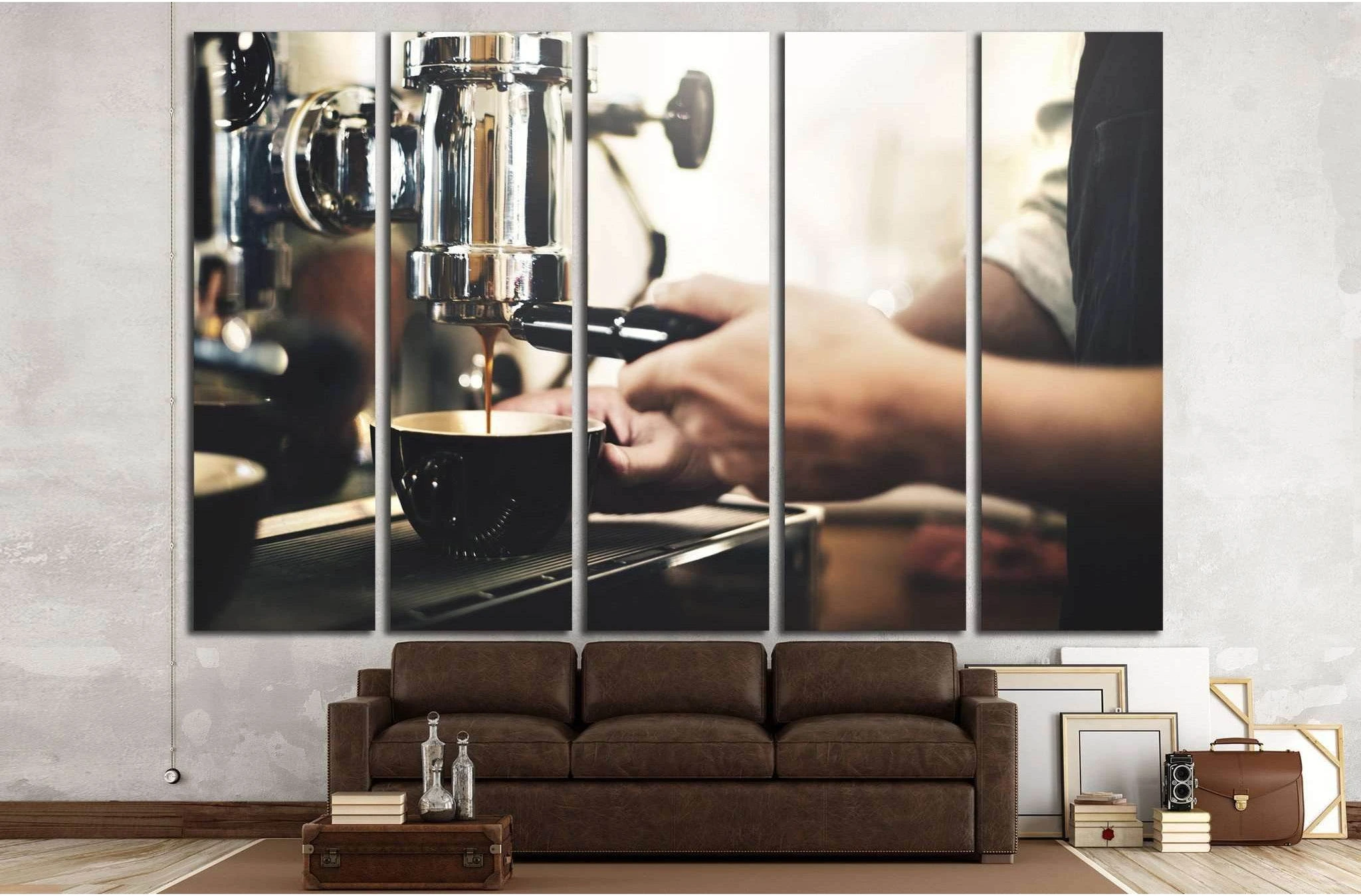 Barista Cafe Making Coffee №1448 Ready to Hang Canvas Print - Zellart Canvas Prints ALL_Products, s-1448