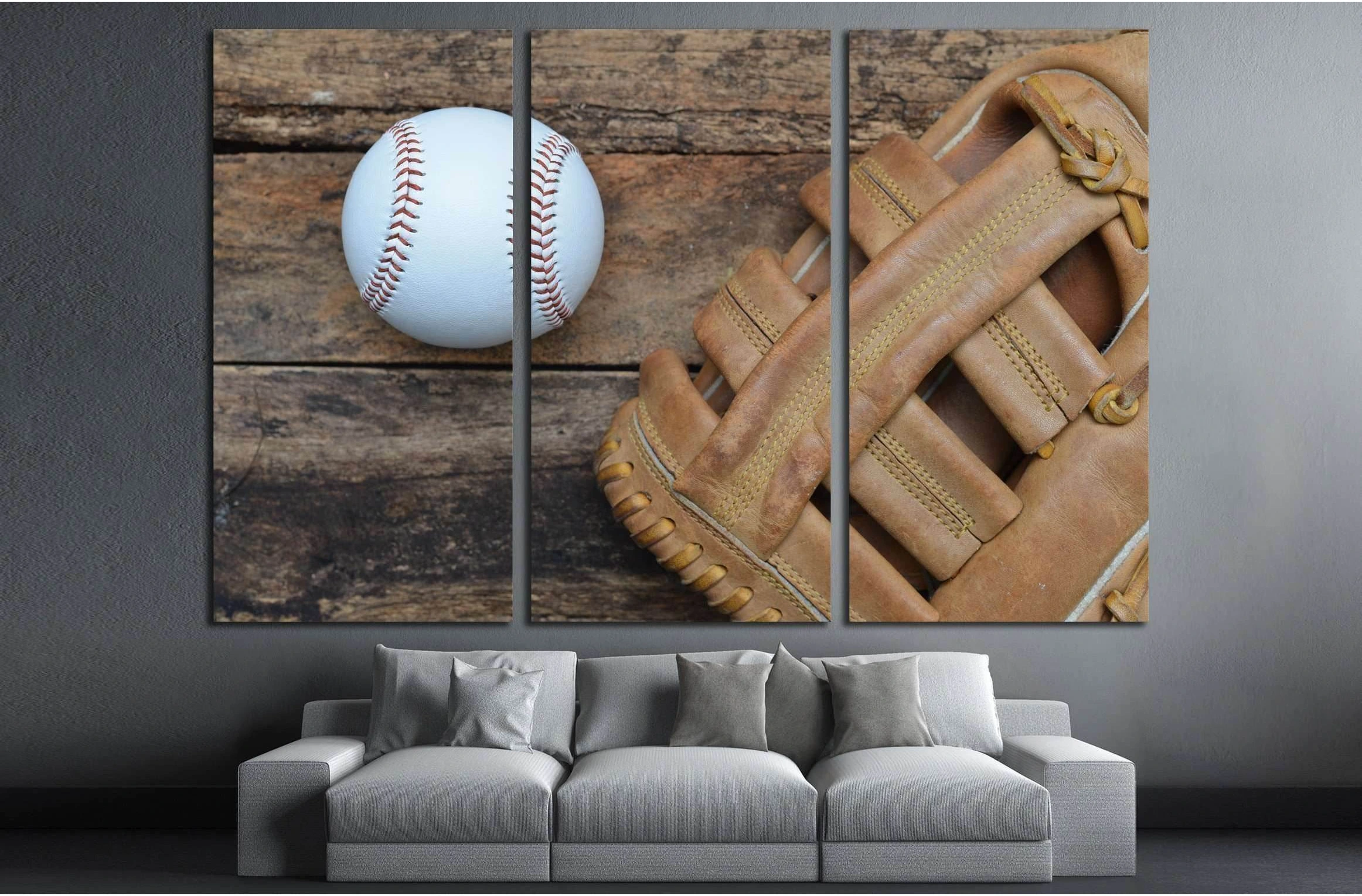 Baseball ball on wooden background №2131 Ready to Hang Canvas Print - Zellart Canvas Prints ALL_Products, s-2131
