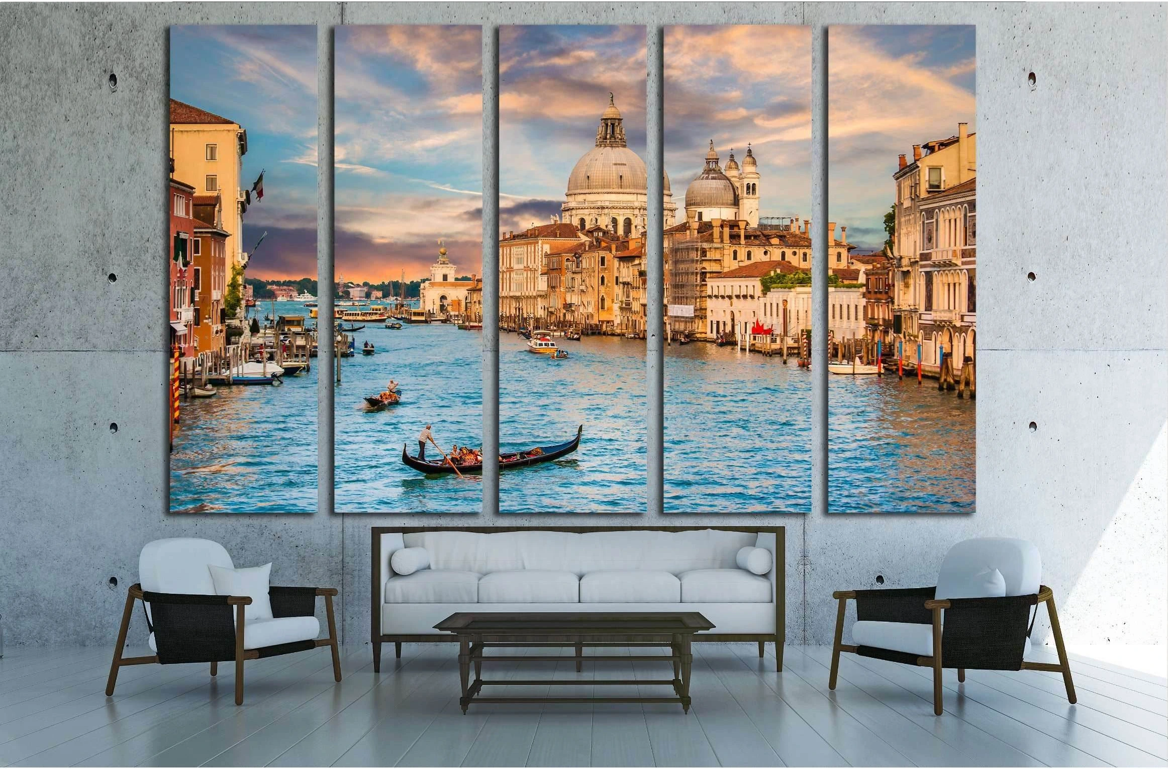 Basilica di Santa Maria della Salute in golden evening light at sunset in Venice, Italy №2990 Ready to Hang Canvas Print - Zellart Canvas Prints ALL_Products, s-2990