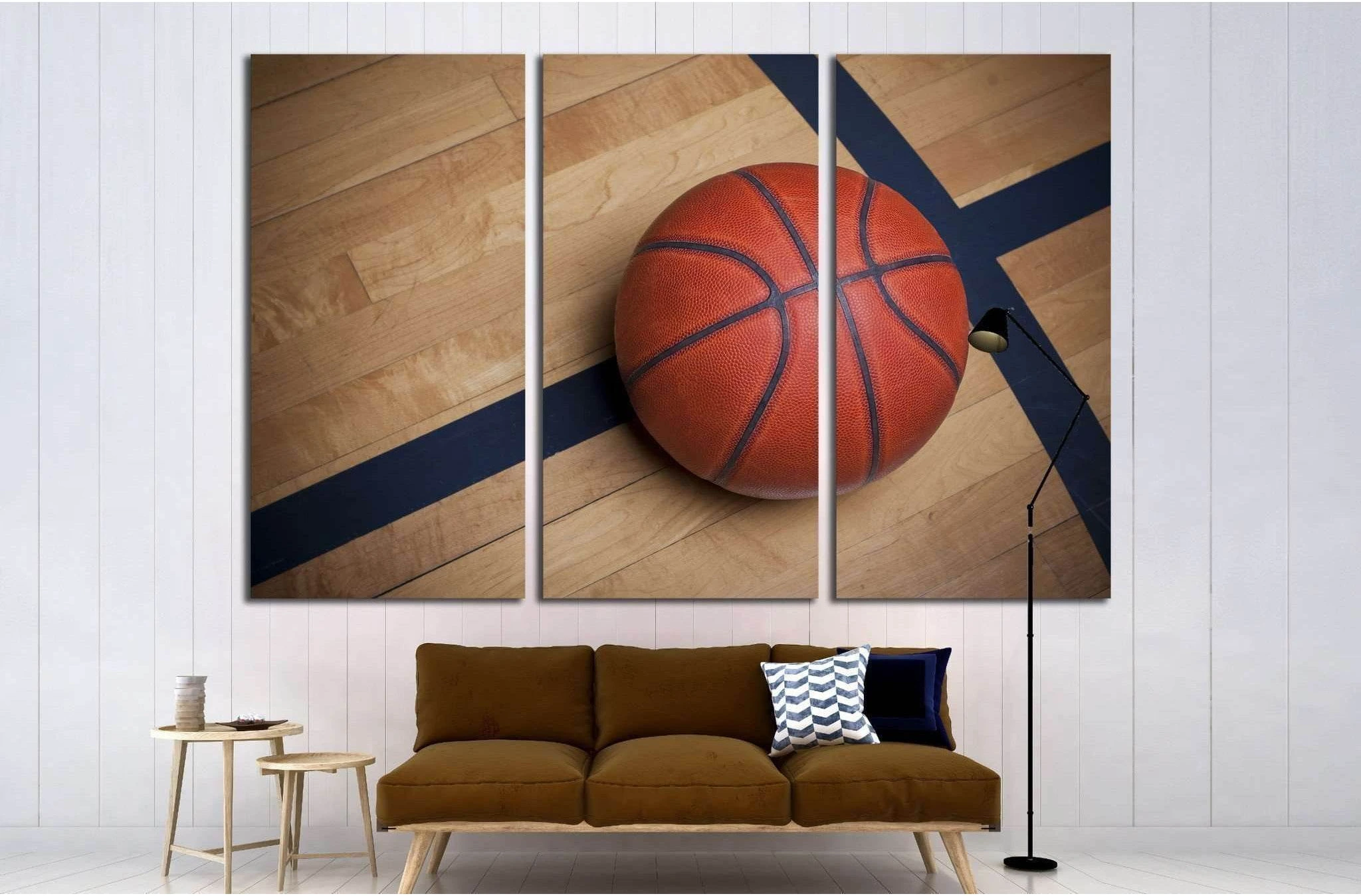 Basketball on a basketball Court №2119 Ready to Hang Canvas Print - Zellart Canvas Prints ALL_Products, s-2119