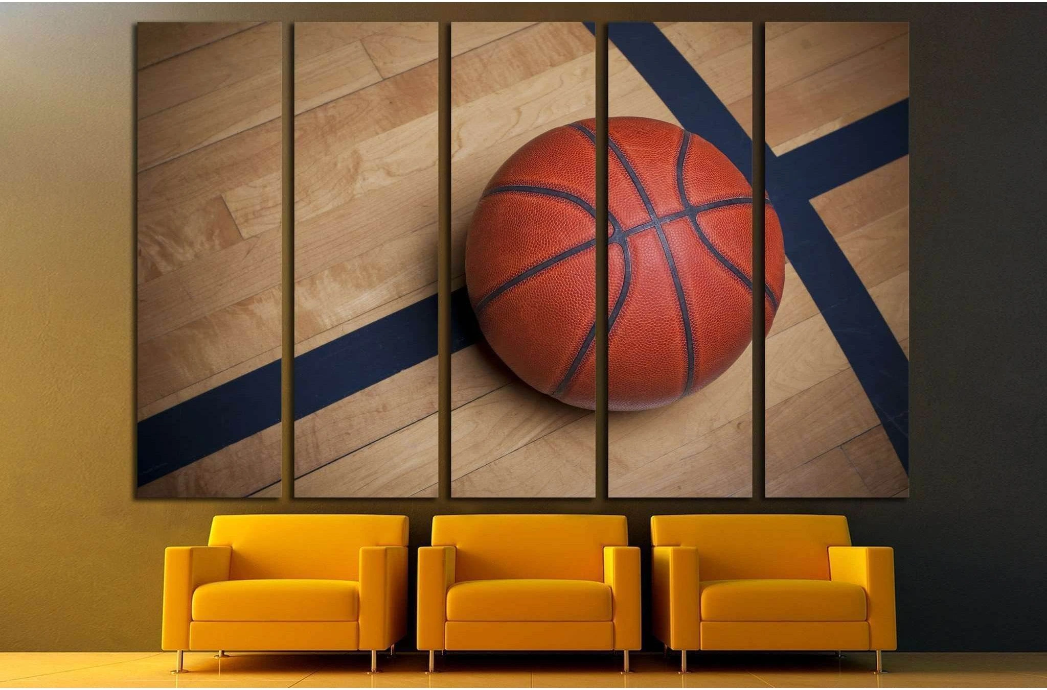 Basketball on a basketball Court №2119 Ready to Hang Canvas Print - Zellart Canvas Prints ALL_Products, s-2119