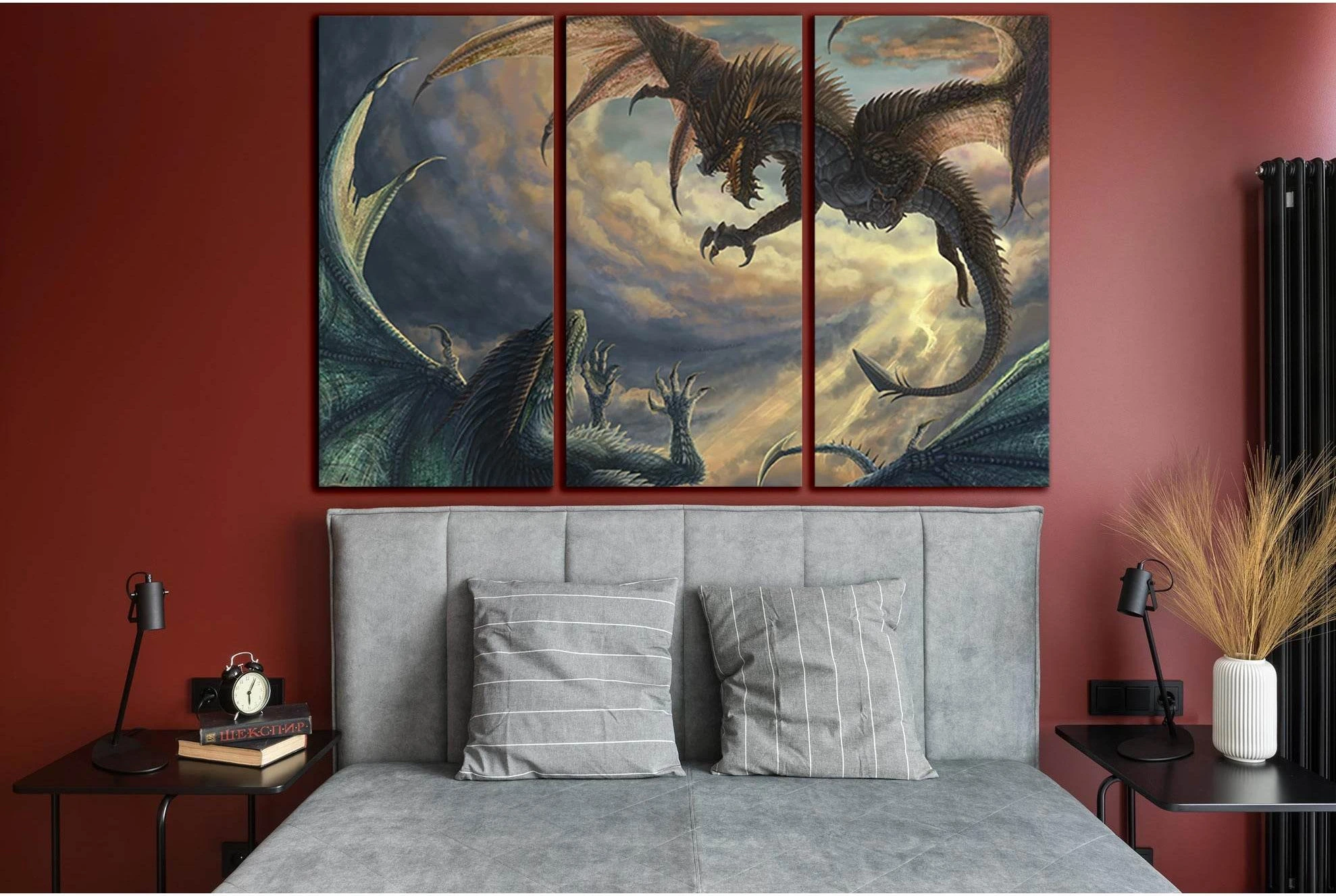 Battle Dragons №SL1270 Ready to Hang Canvas Print - Zellart Canvas Prints 0new, ALL_Products, Fantasy And Sci Fi Wall Art