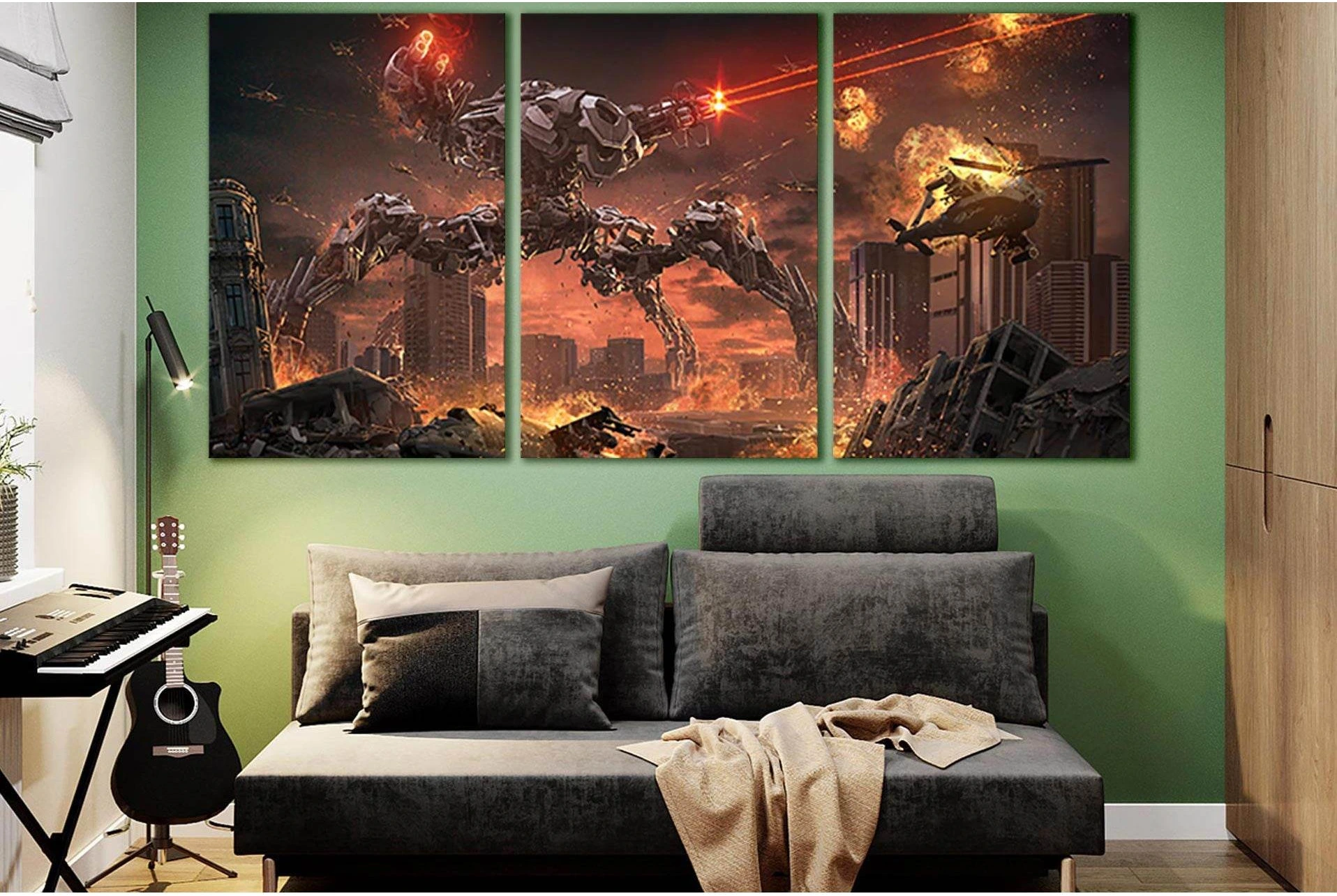 Battle Robot War №SL1298 Ready to Hang Canvas Print - Zellart Canvas Prints 0new, ALL_Products, Fantasy And Sci Fi Wall Art