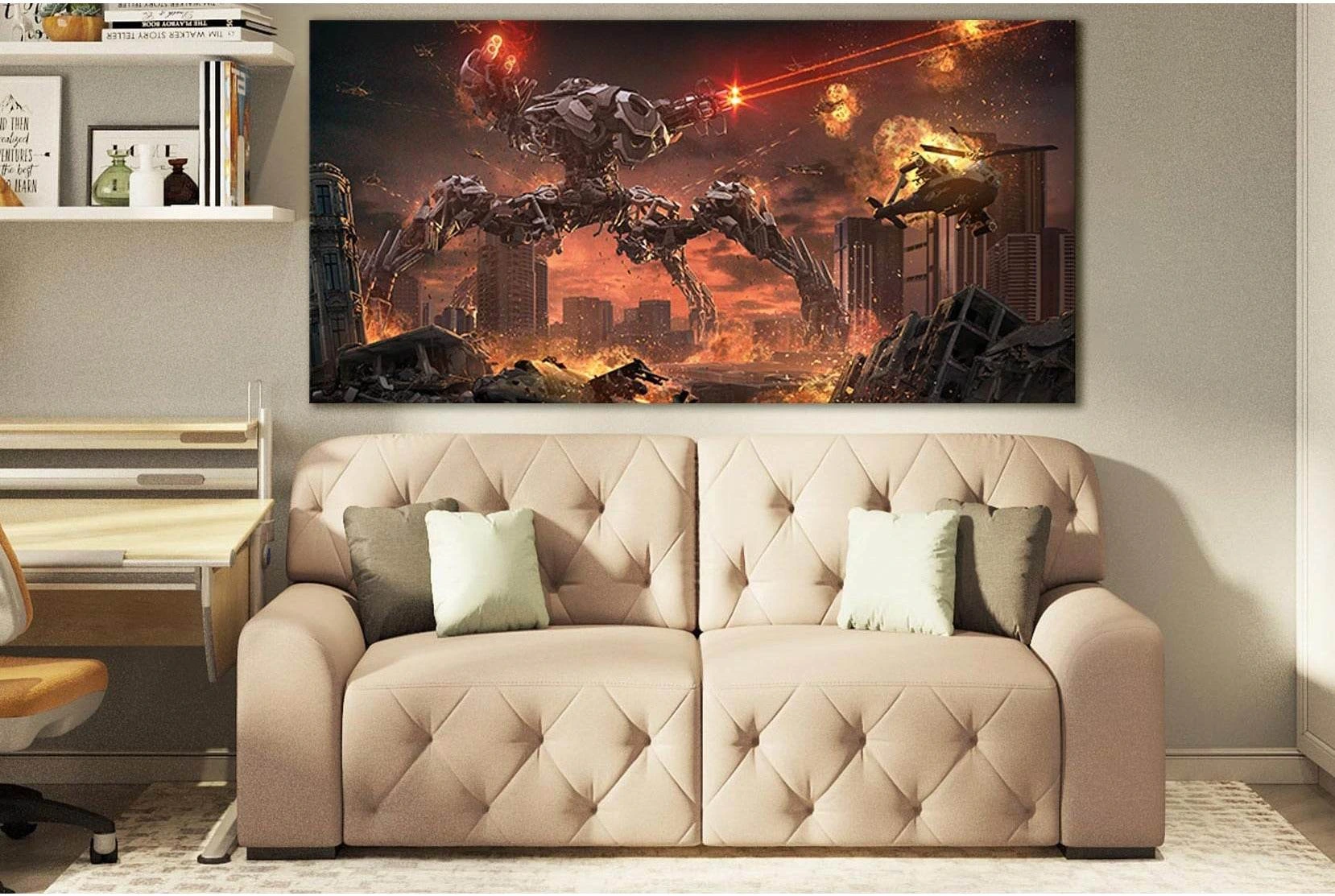 Battle Robot War №SL1298 Ready to Hang Canvas Print - Zellart Canvas Prints 0new, ALL_Products, Fantasy And Sci Fi Wall Art