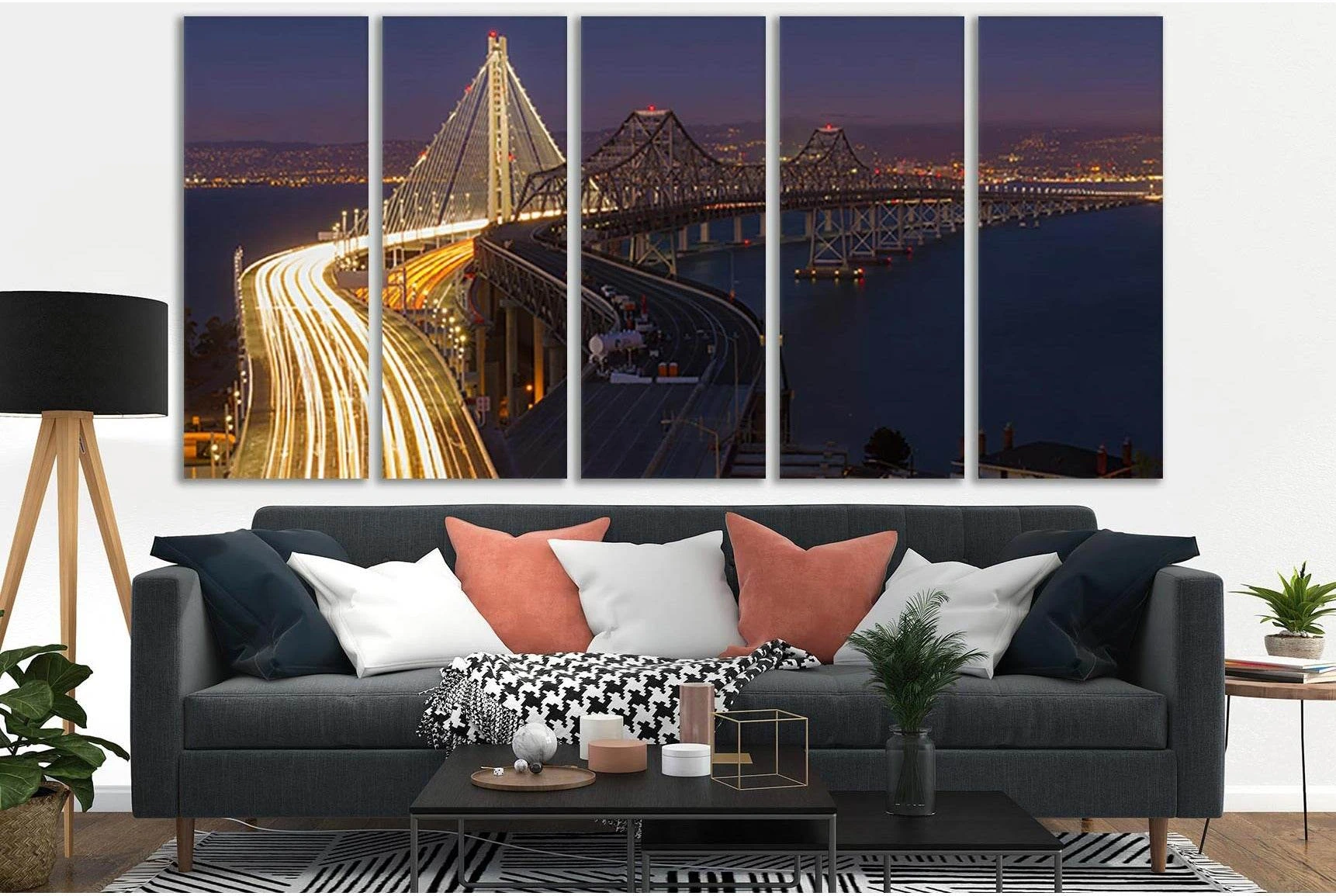 Bay Bridge №SL1111 Ready to Hang Canvas Print - Zellart Canvas Prints 0new, ALL_Products, Bridges Wall Art