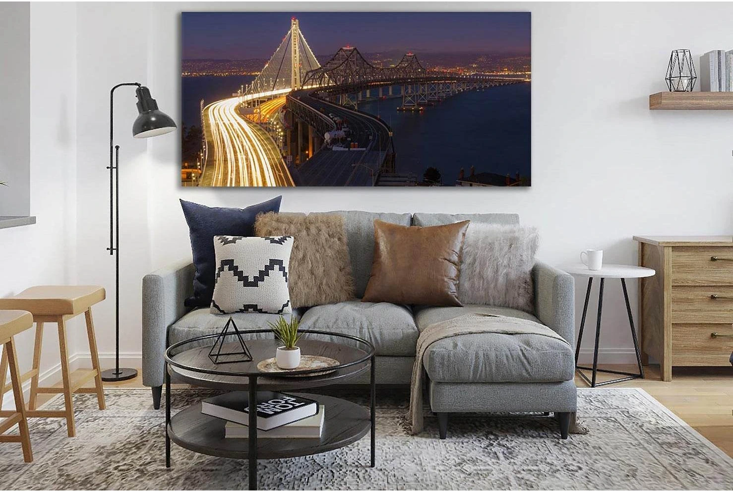 Bay Bridge №SL1111 Ready to Hang Canvas Print - Zellart Canvas Prints 0new, ALL_Products, Bridges Wall Art