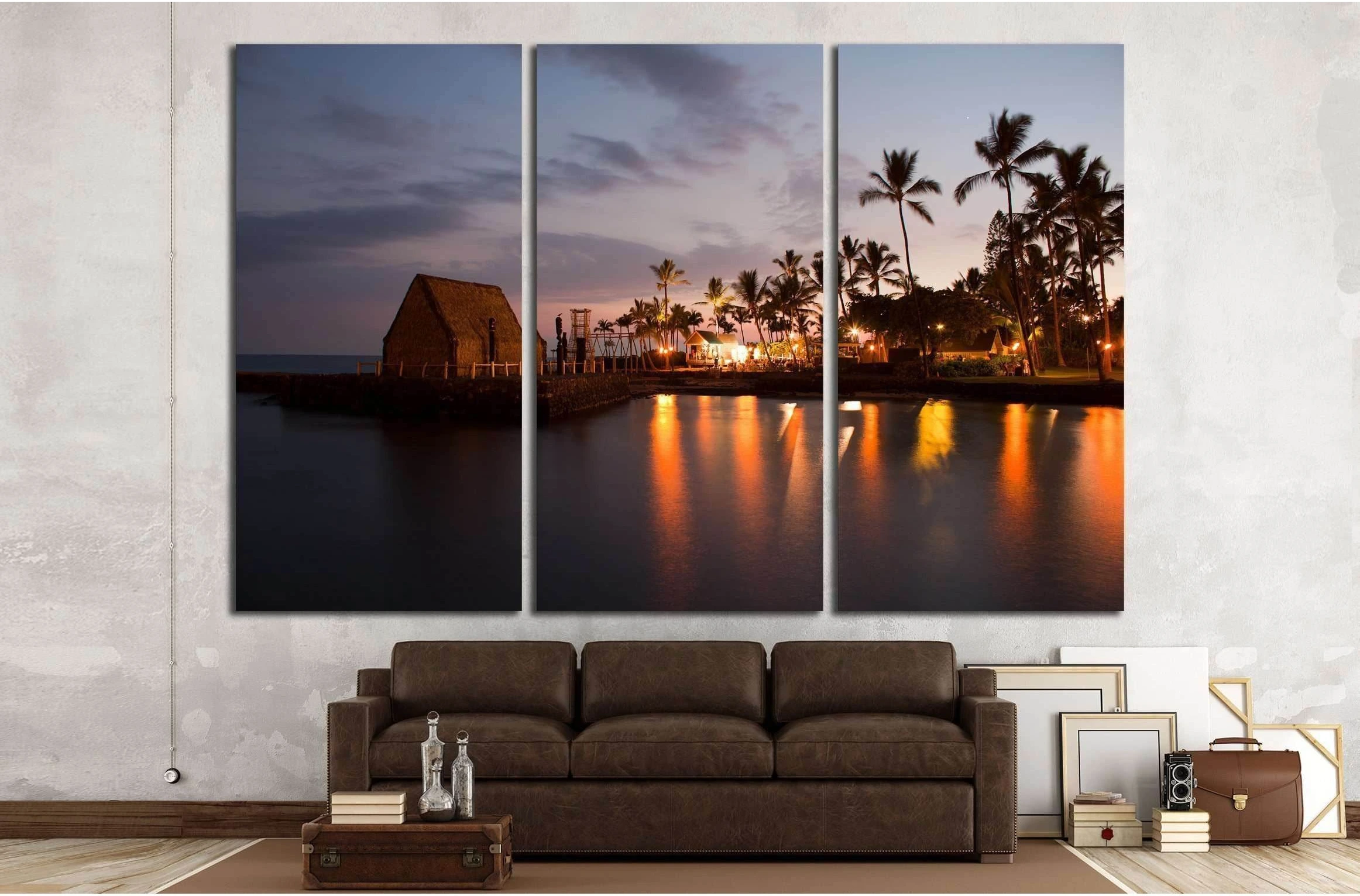 beach party Luau on Big Island Hawaii after sunset №2506 Ready to Hang Canvas Print - Zellart Canvas Prints ALL_Products, s-2506