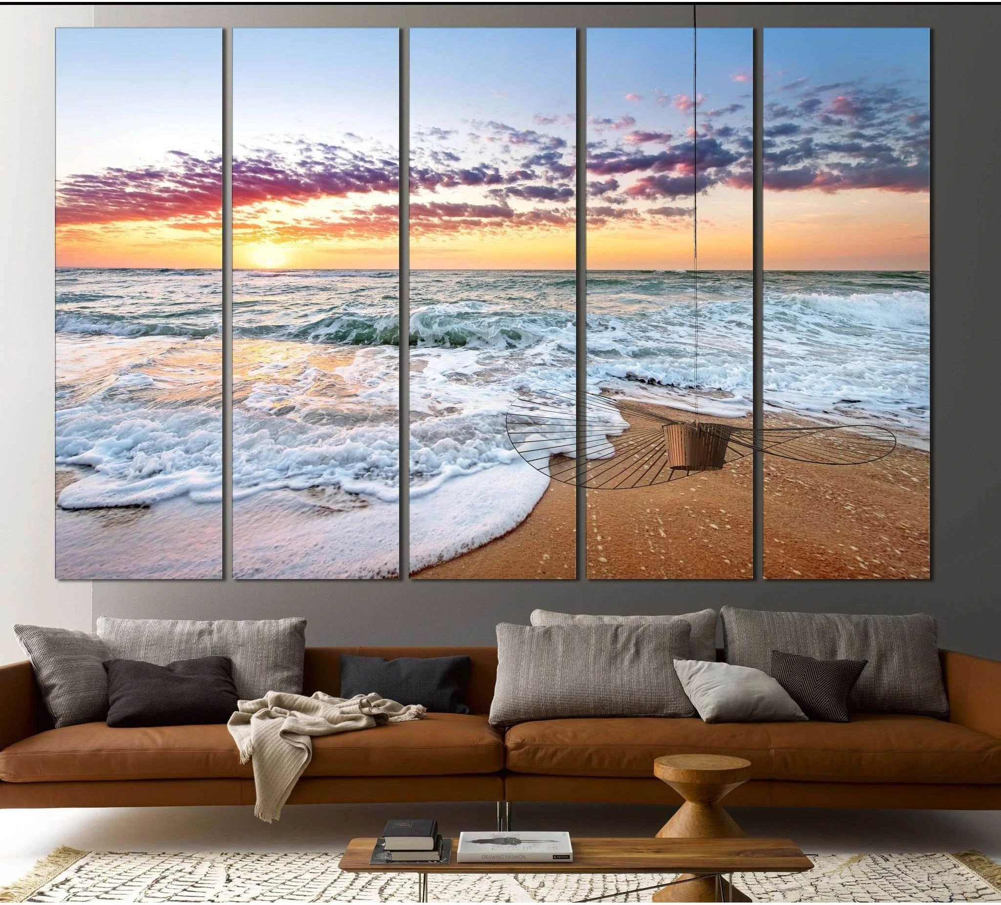 Beach Print showing sea water, shoreline and horizon depth.